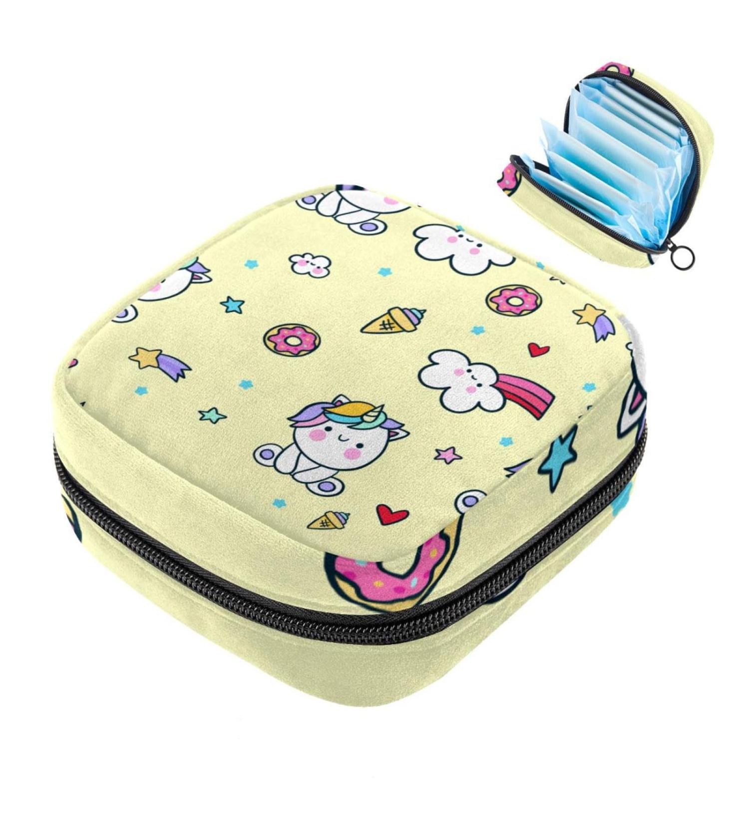 Shop Meteor Unicorn Storage Bag - Large Menstrual Cup Pocket & Zipper for Women | Organize Bandages Panty Liners Tampons & More | Multi-Colored Design - Buy Online on GoSupps.com