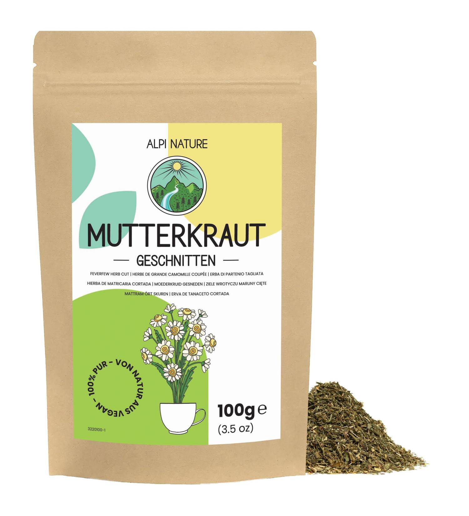  Alpi Nature Alpi Nature Large Chamomile Herbal Tea 100 g Large Dried and Cut Chamomile Tanacetum Parthenium - Buy Online on GoSupps.com