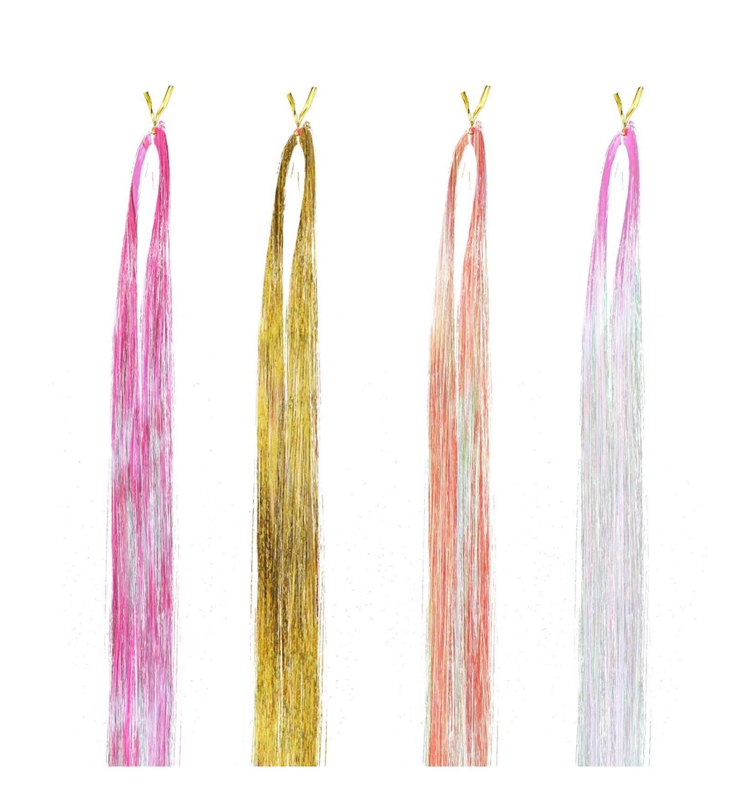 Hair Sparkles Pet Fiber Braided Hair Rope Hair Dye Colored Rope Glitter Hair Extension for Pool Parties New Year Party Hair Tinsel - Buy Online on GoSupps.com