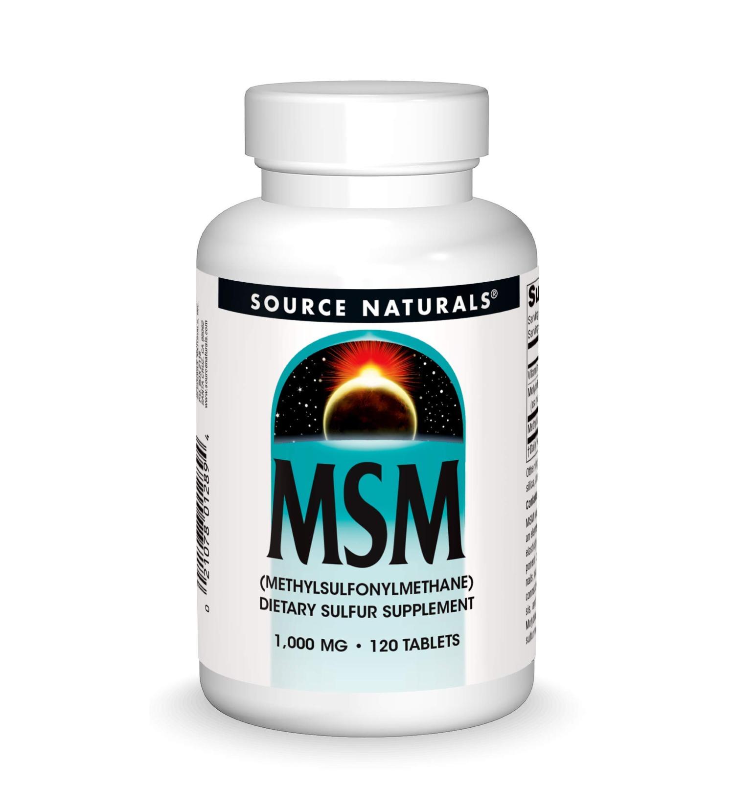 Source Naturals MSM 1000 mg - 120 Tablets | Premium Methylsulfonylmethane Supplement - Buy Online on GoSupps.com