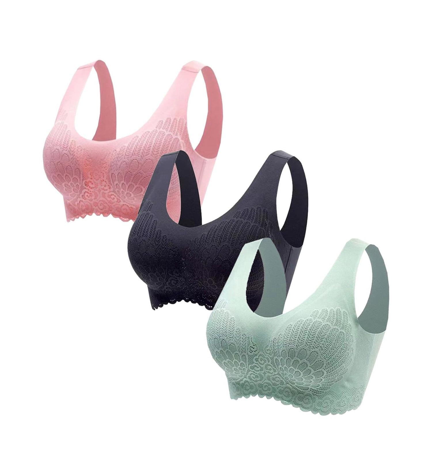 Buy Plus Size Wire Free Bras for Women - 3 Pack Sports Underwear in Pink | Comfortable B Stock 3XL - Buy Online on GoSupps.com