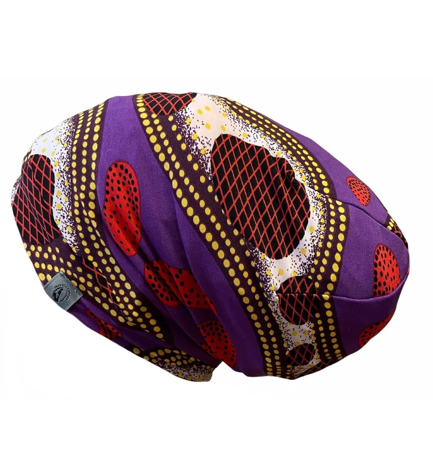 Fairy Black Mother Day & Night Adjustable Hair Cap - Satin Bonnet Alternative for Dreadlocks, Locs, & Braids - Afri Purple Print Medium - Buy Online on GoSupps.com