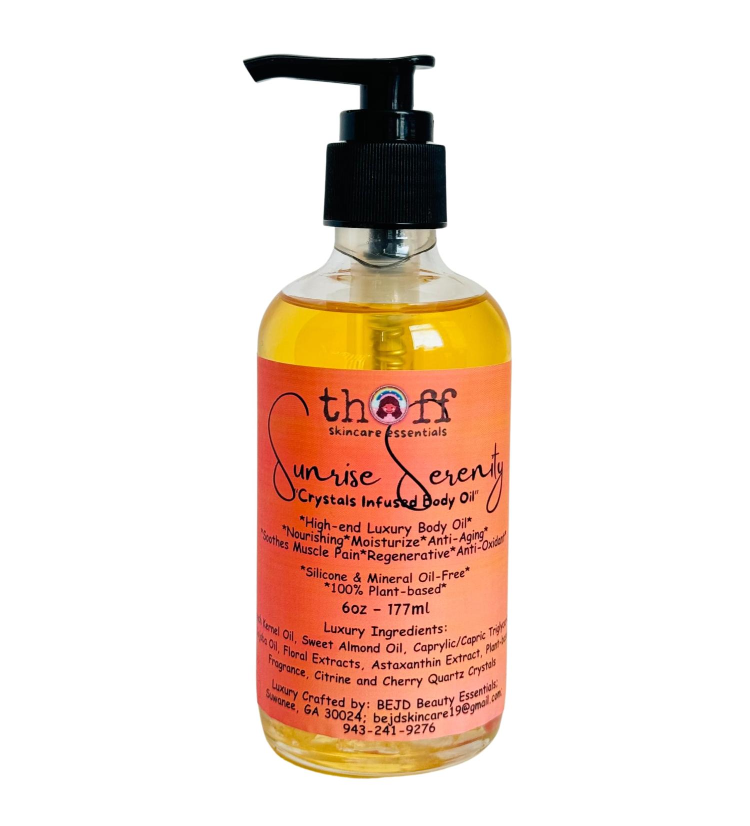 Sunrise Serenity Luxury Body Oil 6oz | 100% Plant-Based Silicone-Free Mineral Oil-Free with Peach Kernel Sweet Almond and Organic Jojoba Oils - Buy Online on GoSupps.com