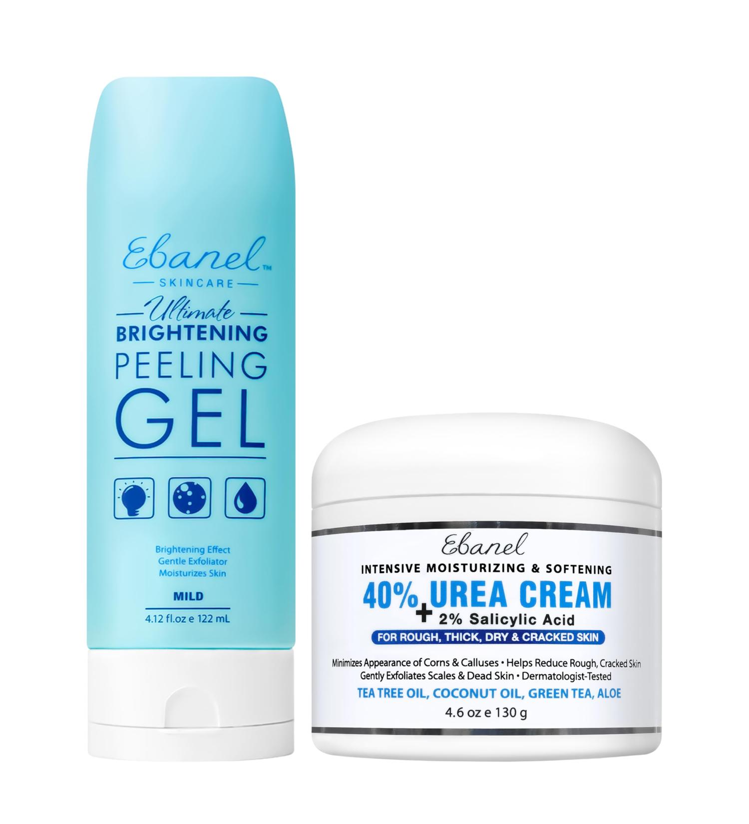 Ebanel Bundle of 40% Urea Cream 4.6 Oz and Exfoliating Face Scrub Peeling Gel 4.12 Oz - Buy Online on GoSupps.com