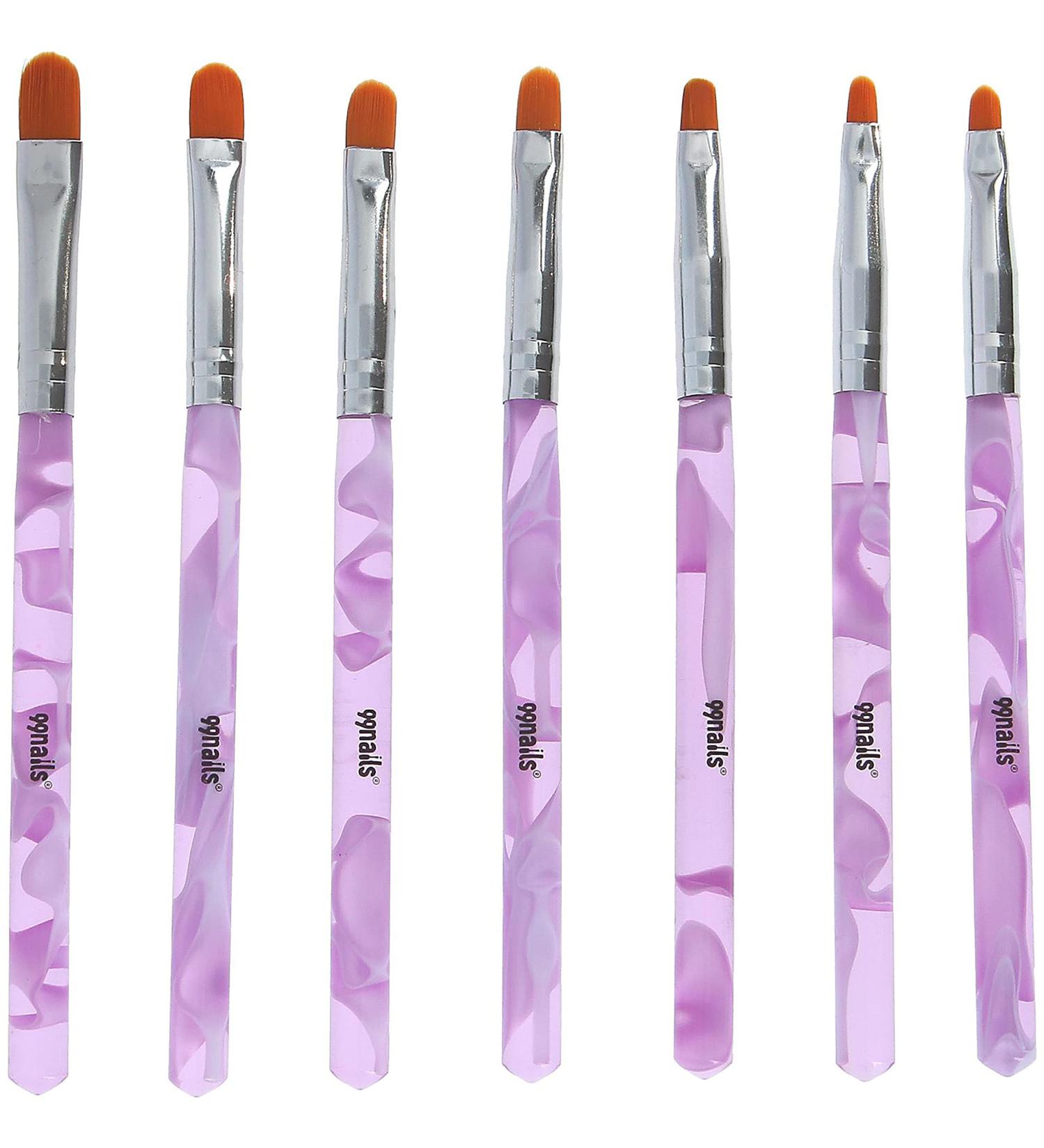 99nails Gel Brush Set - 7 Pink Handle Acrylic Nail Art Brushes for Gel Nail Design & UV Gel Modeling - Buy Online on GoSupps.com