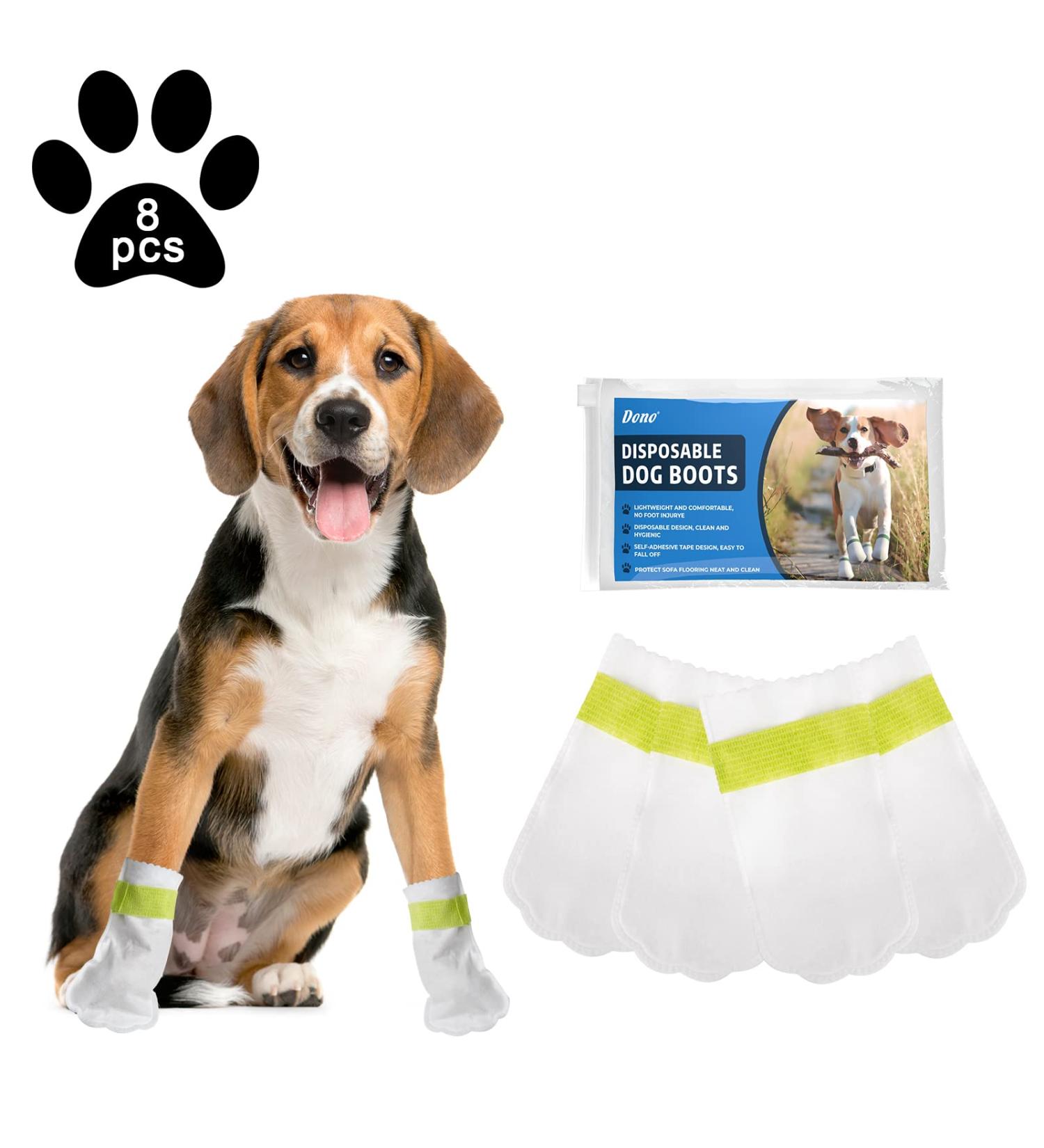 Ladadee Disposable Dog Booties - 8Pcs M-Width 1-2.5in - Paw Protection Socks for Small Dogs - Adjustable Straps for Hardwood Floors - Buy Online on GoSupps.com