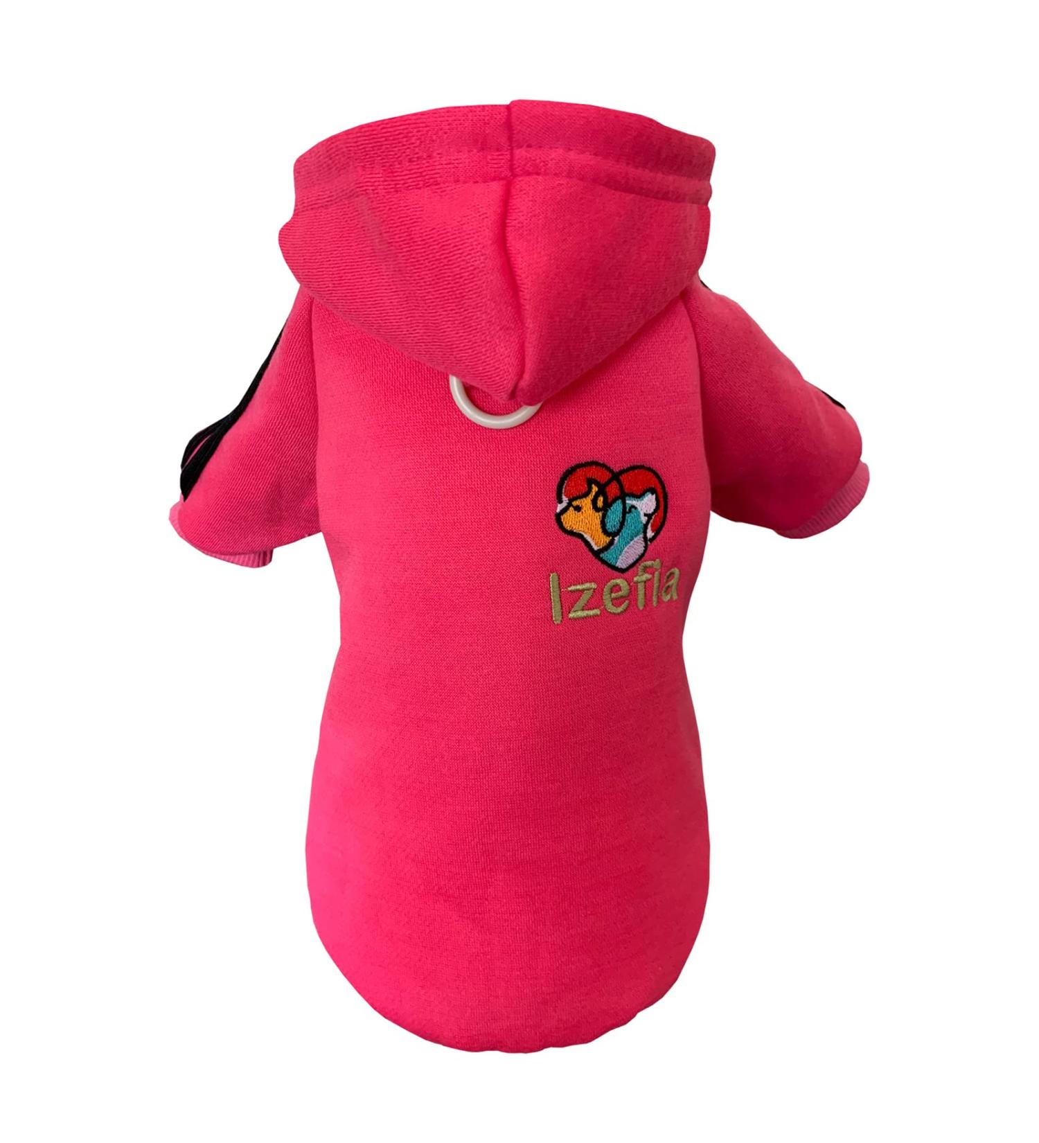 Izefia Dog Hoodie - Warm Fleece Sweater for Small Dogs & Cats | Winter Pet Clothing in Rose Red - Buy Online on GoSupps.com