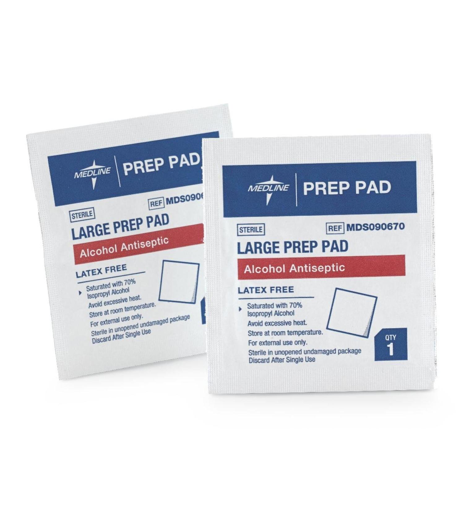 Medline Sterile Alcohol Prep Pads Large 100 Count 100 Count (Pack of 1)