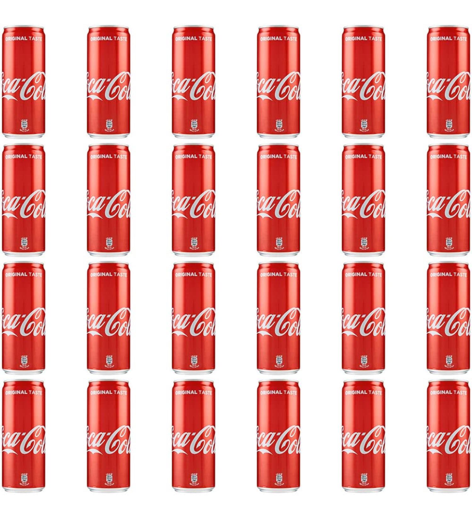 Pack of 24 cans of Coke Cola Original taste Cola 330 ml Italian non-alcoholic drink
