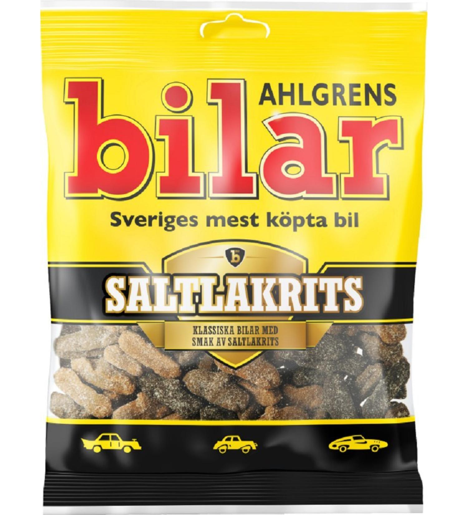 Ahlgrens Bilar Ahlgrens Bilar Saltlikrits Original Swedish Salted Licorice Salmiak Chewy Marshmallow Cars Candy 100 g Bag