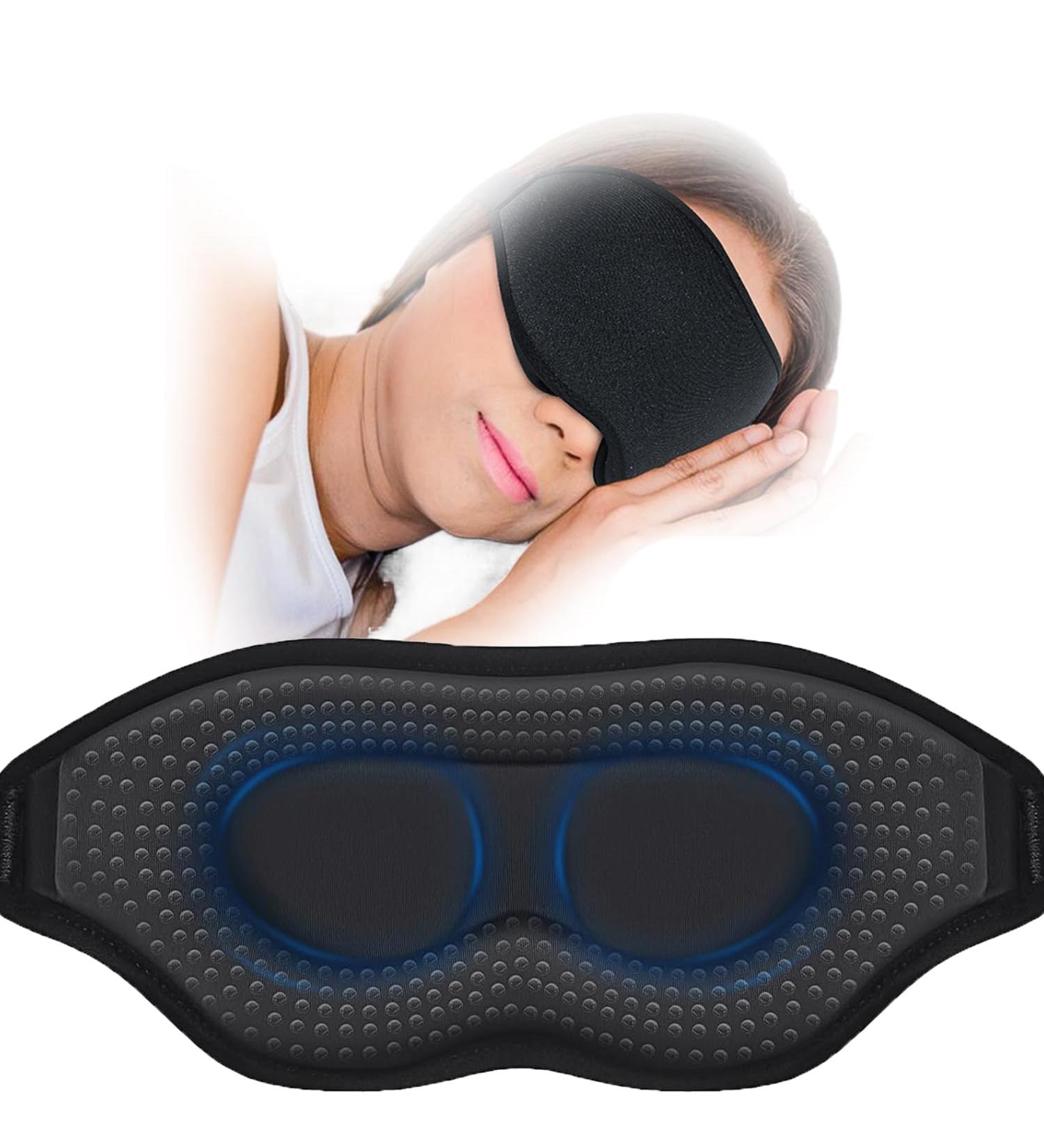 Ergonomic Cotton Weighted Sleep Eye Mask - 3D Hollow Design for Men & Women | Ideal for Travel Sleep & Business Trips | 4.2 Oz / 120g - Buy Online on GoSupps.com