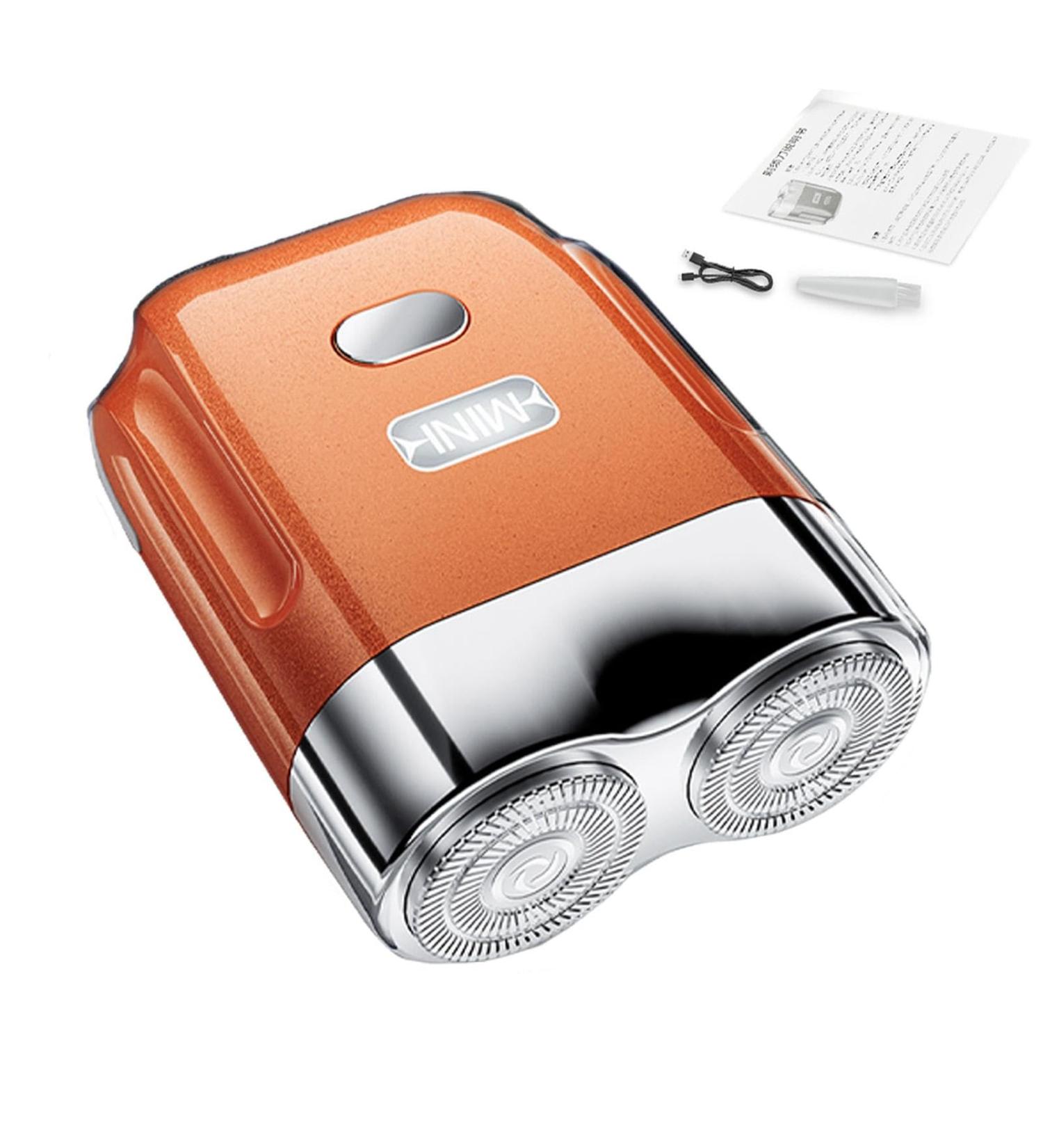 Small Beard Trimmer Waterproof Portable Electric Shaver | USB Rechargeable Quiet Automatic Beard Grooming Trimmer for Camping Business Trip Journey Orange - Buy Online on GoSupps.com