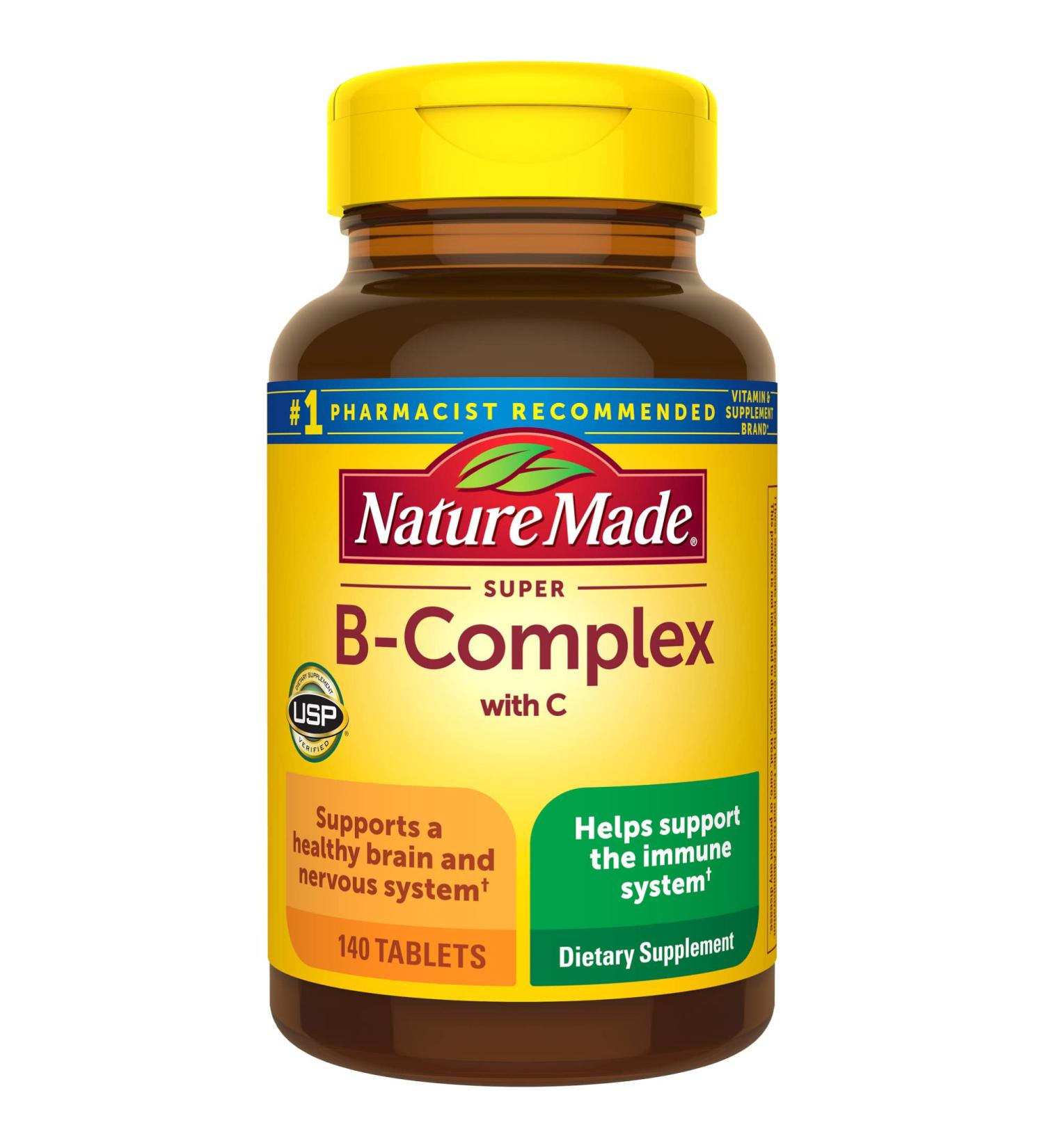 Nature Made Super B Complex with Vitamin C and Folic Acid - 140 Tablets, Immune Support Supplement - Buy Online on GoSupps.com