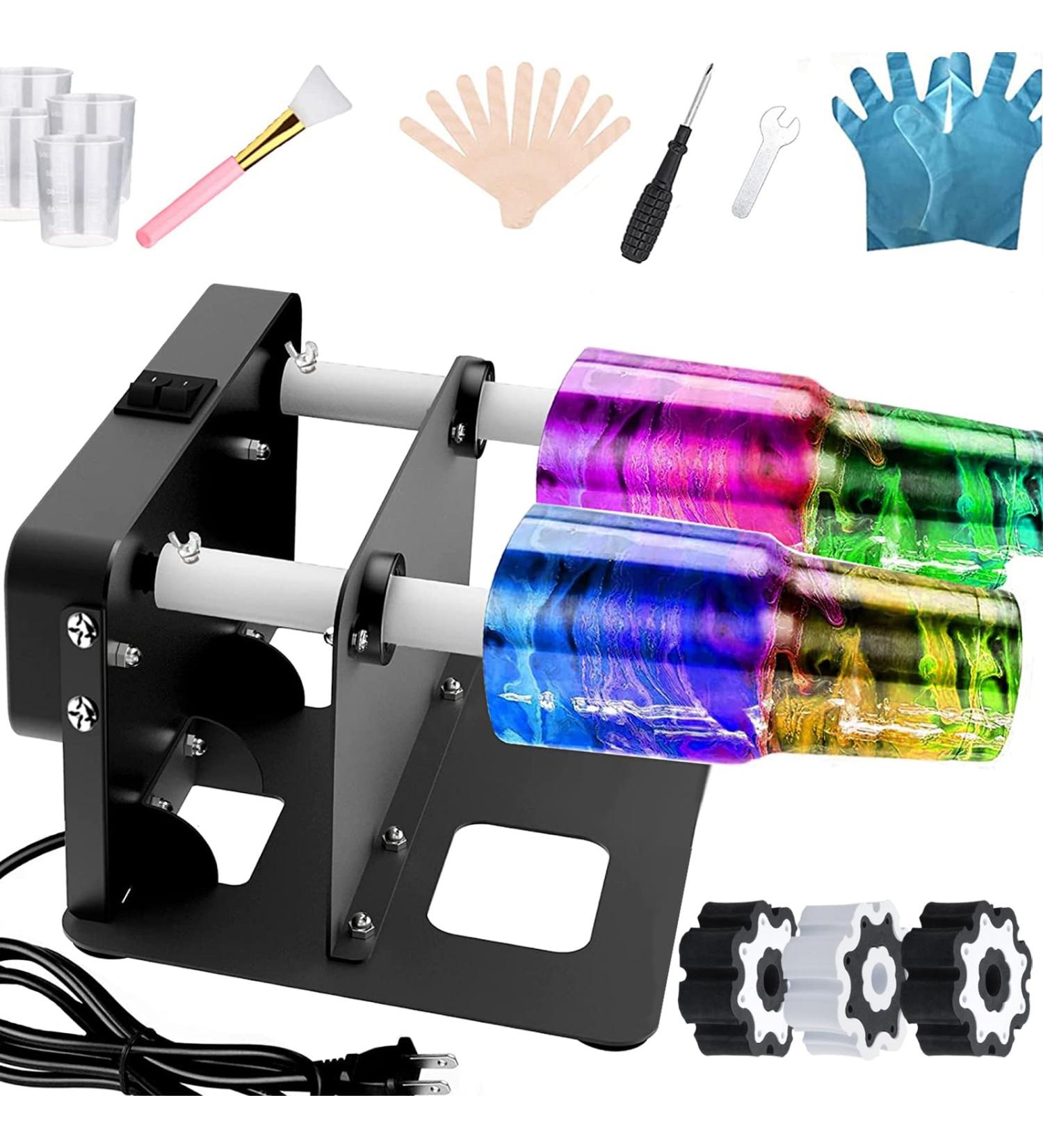 Creative Cuptisserie Cup Turner Double Tumbler Steel Frame Cup Spinner Machine for Drying Epoxy Resin DIY Rotisserie Motor Rotator Kit to Personalize Tumbler Crafts at Home Update Black 2*Cup