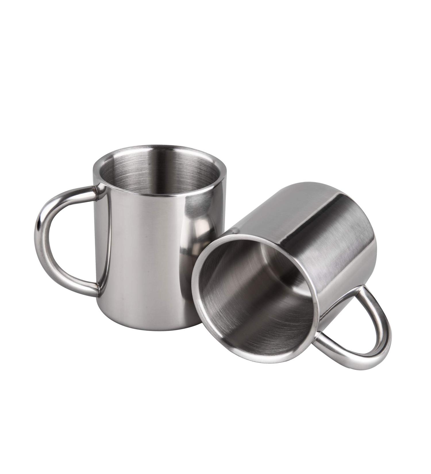 IMEEA 10oz Stainless Steel Camping Mug, Set of 2 - Double Walled Coffee Mugs with Handle - Silver Color, 10.0 Fluid Ounces - Buy Online on GoSupps.com