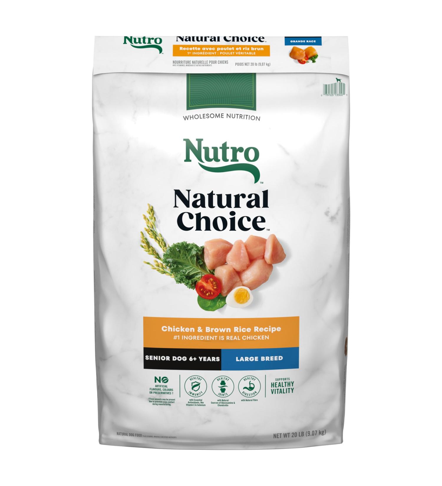 NUTRO Natural Choice Large Breed Senior Dry Dog Food Chicken & Brown Rice Recipe 9.07kg Bag - Buy Online on GoSupps.com
