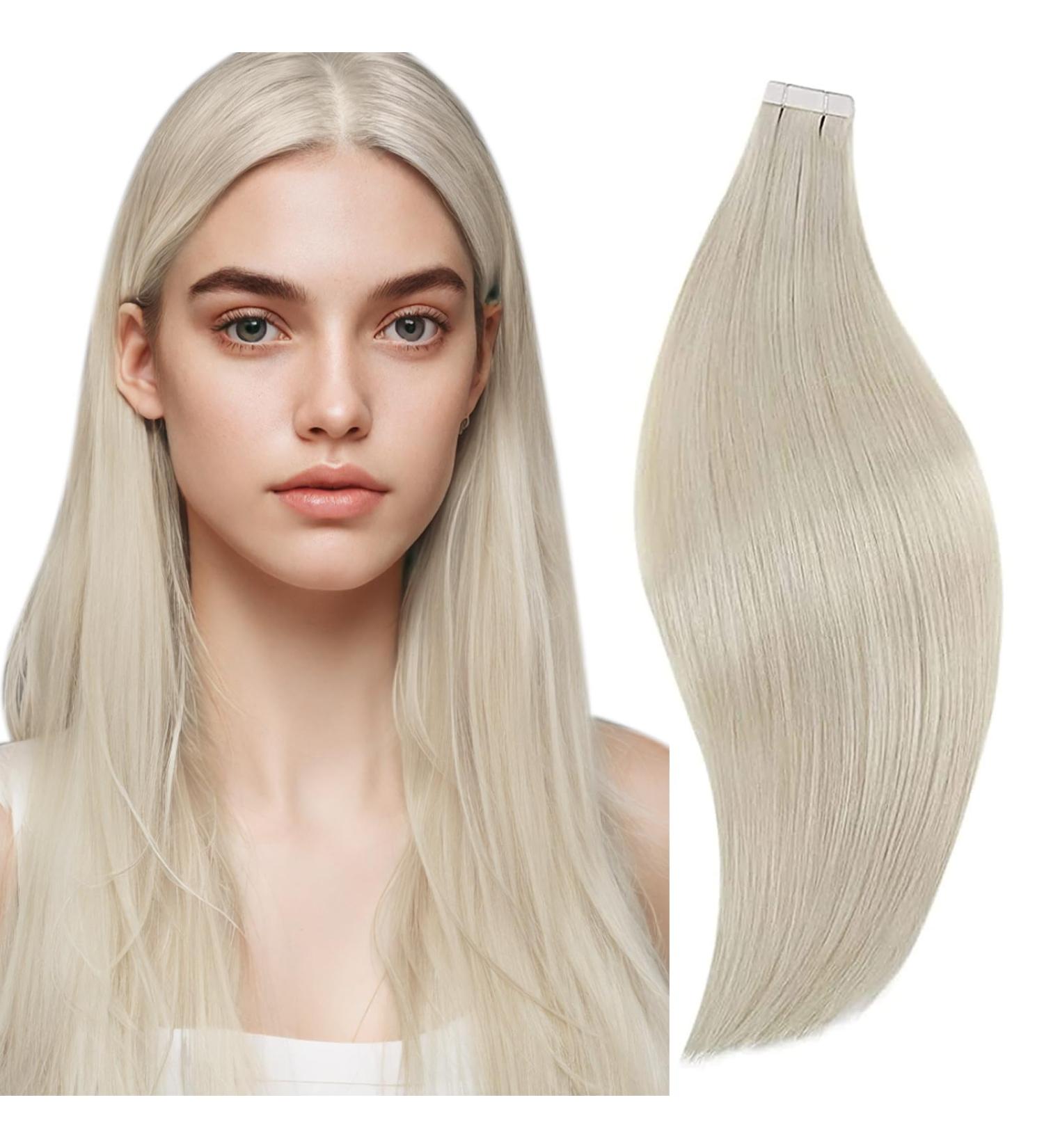 Runatur Real Hair Tape Extensions - 55cm Blonde #800 20 Pieces 50g - Smooth Human Hair Extensions for Long Natural Looks - Buy Online on GoSupps.com
