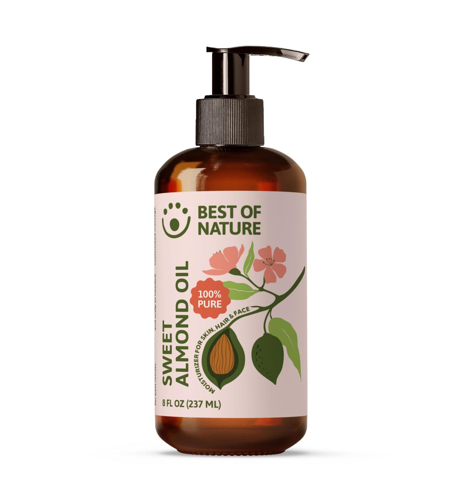 Best of Nature 100% Pure Sweet Almond Massage & Body Oil Deep Moisturizing Unscented Oil for Hair Skin Face & Aromatherapy Ideal Carrier Oil for Essential Oils (8 fl oz) 8 Fl Oz (Pack of 1) - Buy Online on GoSupps.com