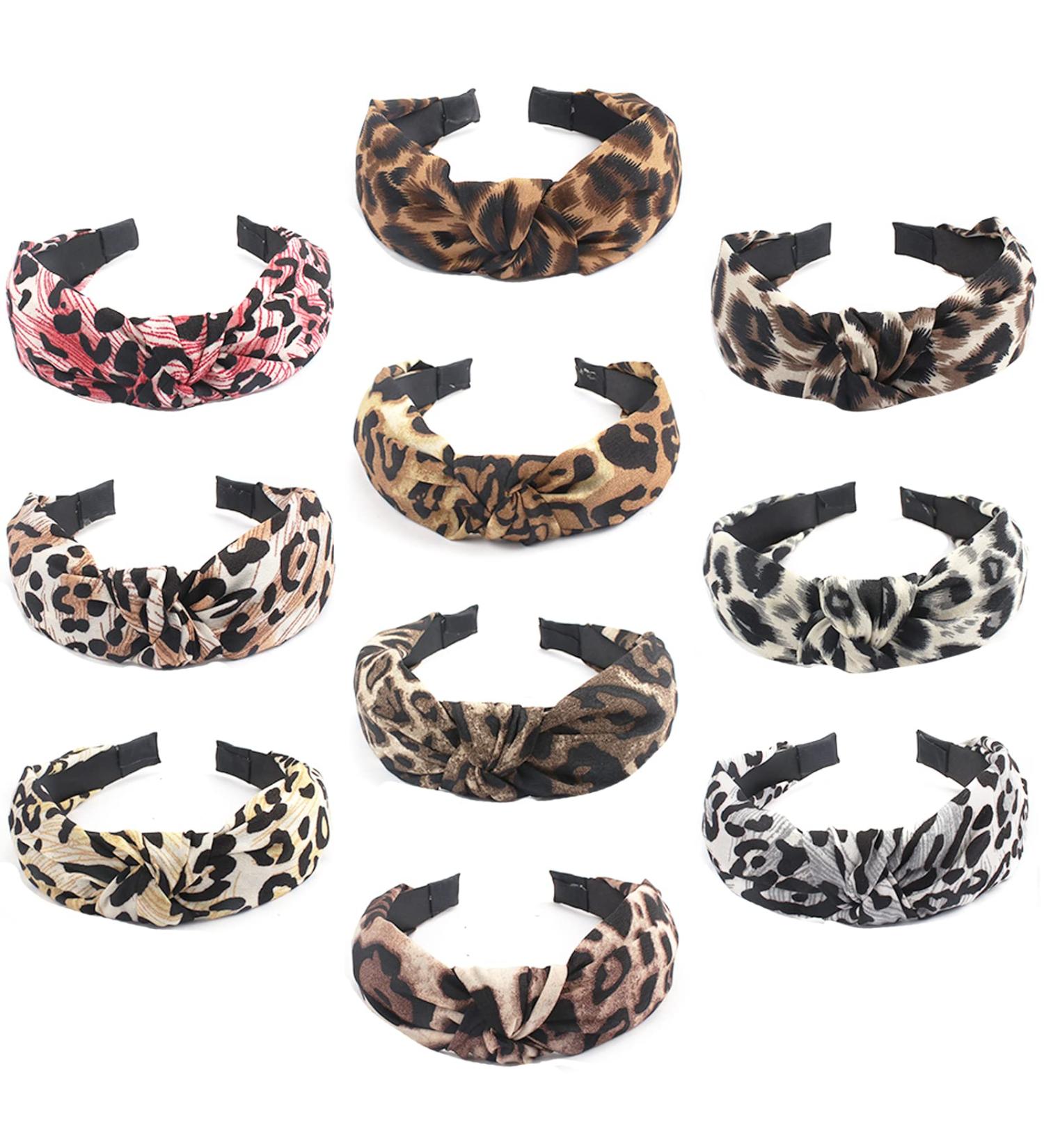 Ondder 10 Pack Leopard Headbands for Women - Fashion Cheetah Knotted Headbands for Girls - Leopard Hair Accessories Set - Buy Online on GoSupps.com