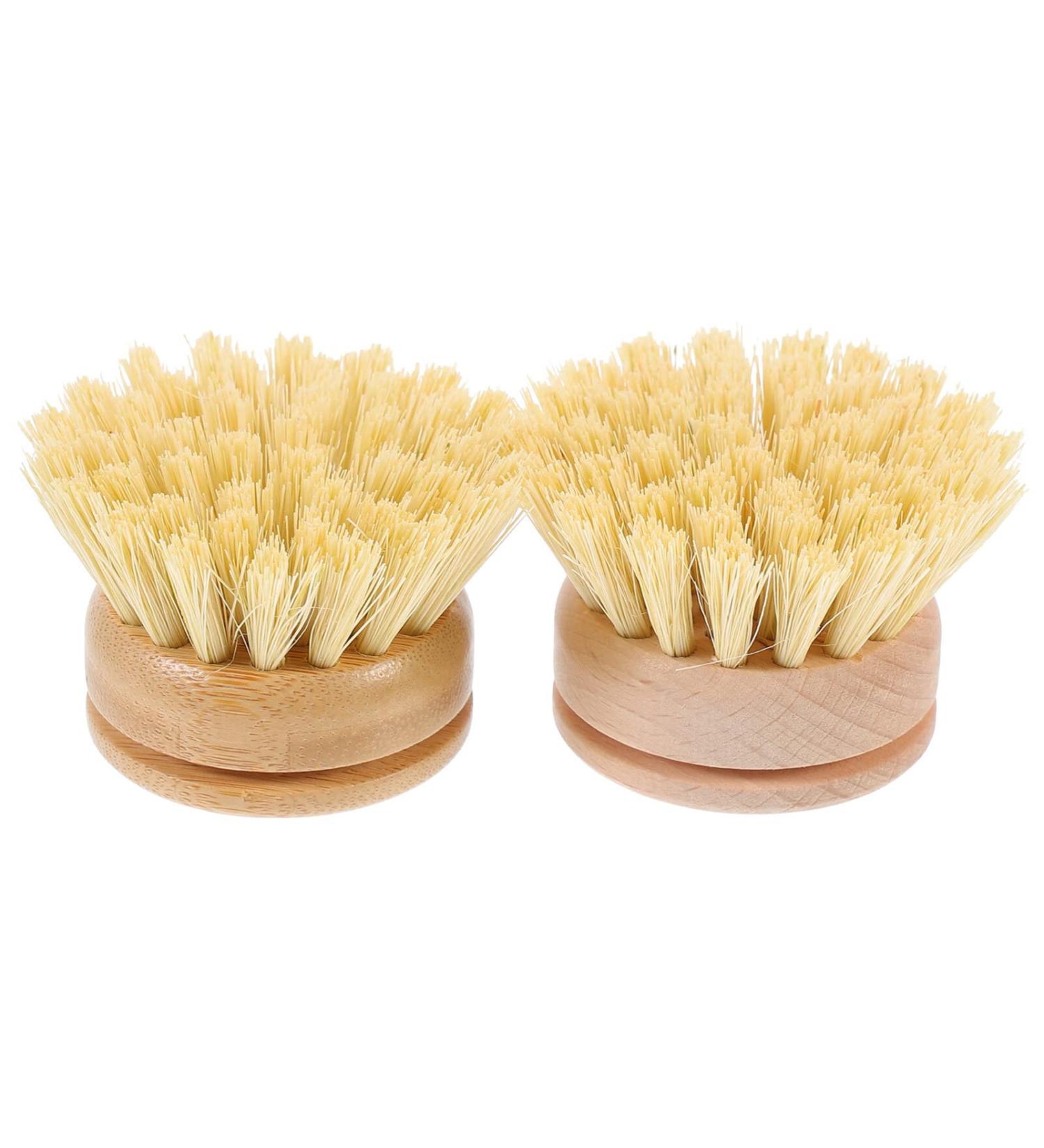 Solustre 2-Pack Sisal Cleaning Spot Brush Head - Wooden Kitchen Scrubber Replacement for Dishware & Pots - Buy Online on GoSupps.com