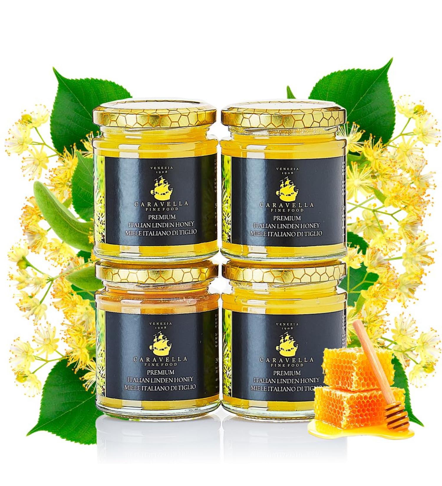 4x Linden honey 250 gr Italian Caravella Fine FoodCreamy Light Floral Spicy Raw UnpasteurizedAntioxidants Enzymes Soothing and Calming Ideal for Tea Breakfast Wellness Skin Glow - Buy Online on GoSupps.com