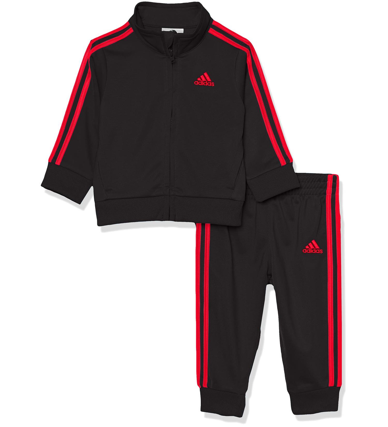 Adidas Boys 2 Piece Classic Tricot Track Set - 12 Months, Black & Scarlet - Buy Online on GoSupps.com