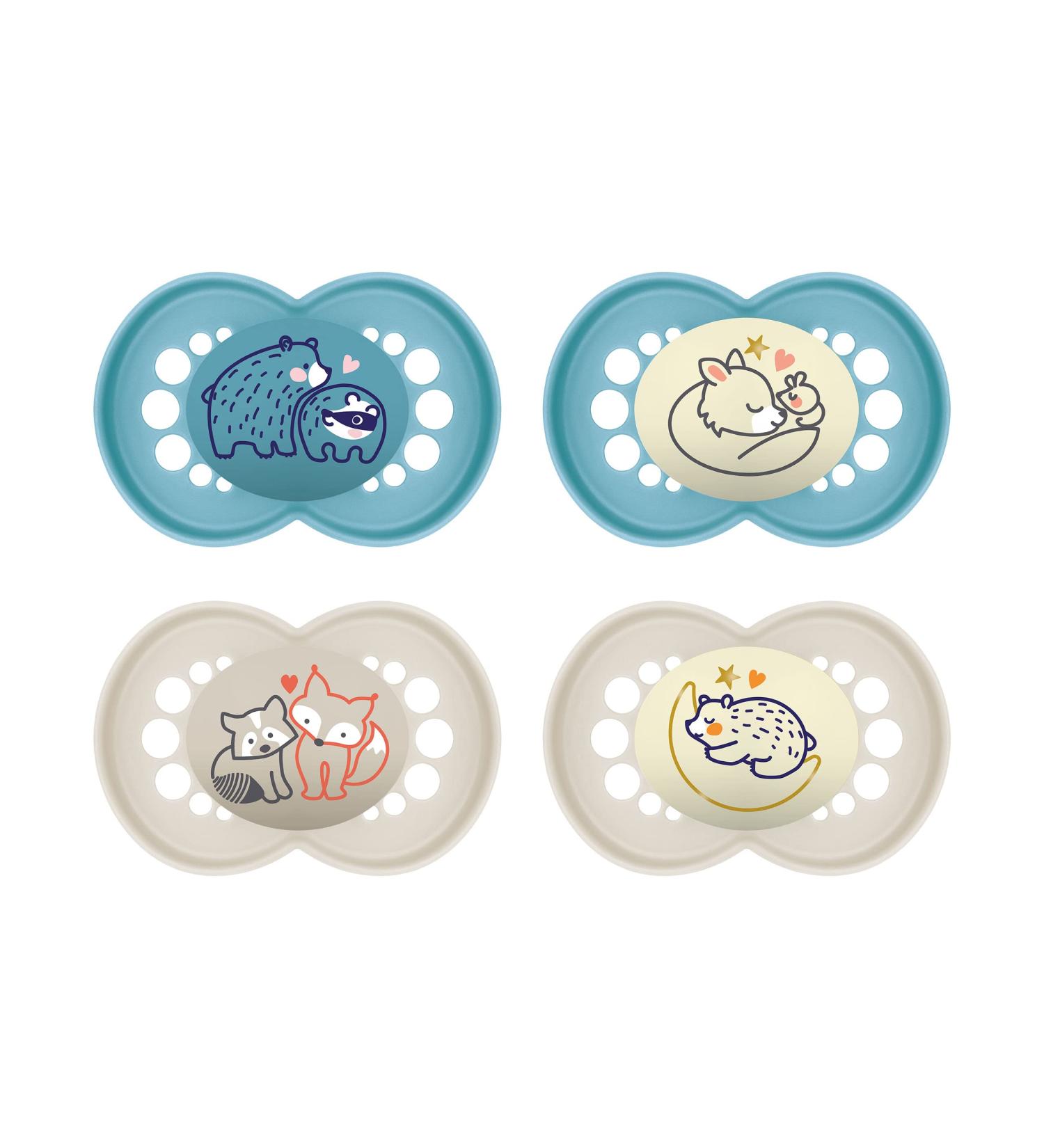 MAM Original Day & Night Pacifier Set - Eco-Friendly Silicone Baby Soothers (16+ Months) with Pacifier Box - Cute Bear Fox & Moon Designs - Buy Online on GoSupps.com