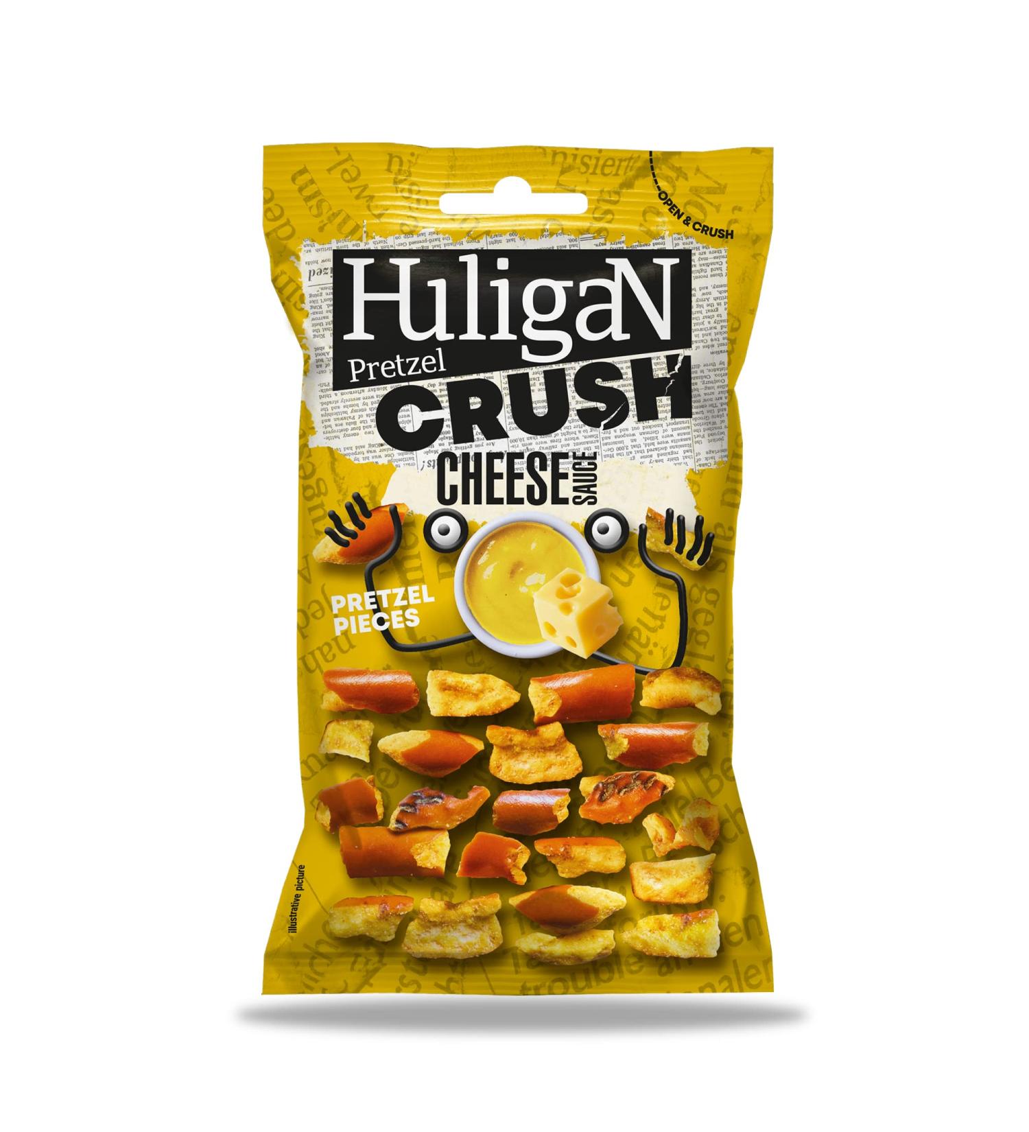 HuligaN Pretzel Crush Cheese Sauce Snack 18x65g - Ready to Eat - Buy Online on GoSupps.com