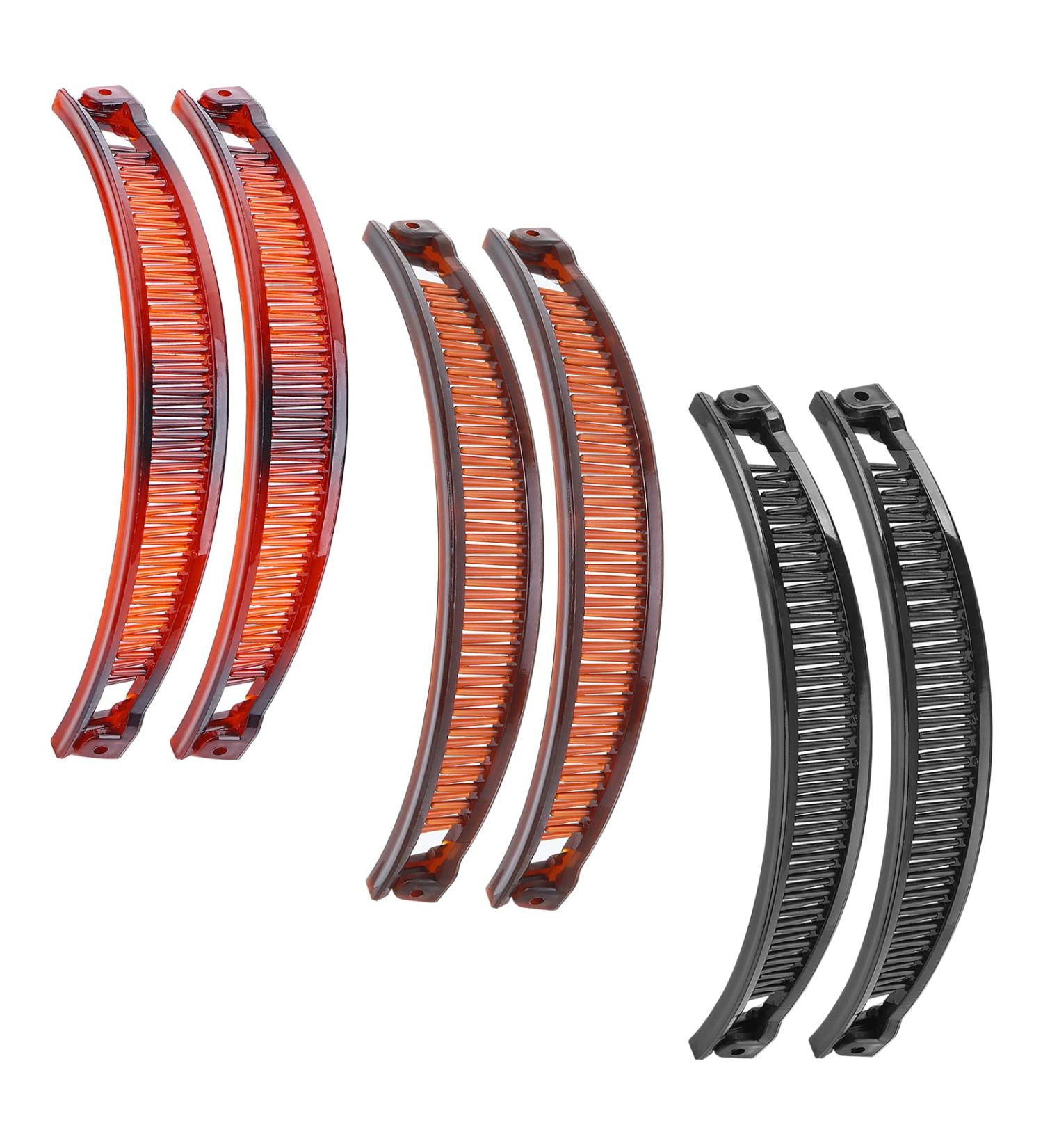 Shop Sibba Vintage Banana Hair Clips - 6 Piece Set for Women & Girls | Stylish Fish Tail Ponytail Accessories (Black Light Brown Dark Brown) - Buy Online on GoSupps.com