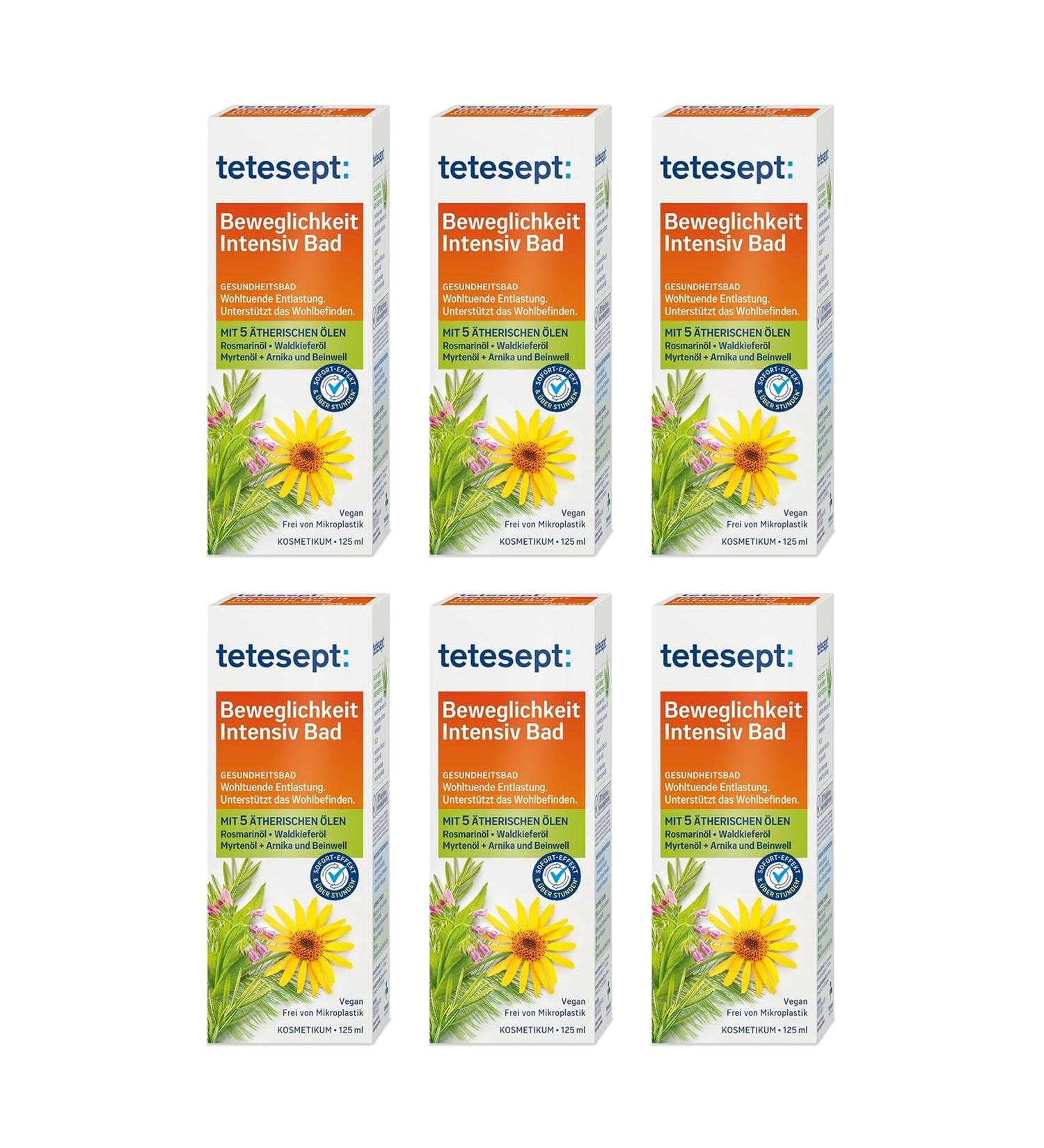 6x tetesept Mobility Intensive Bath Oil With 5 Essential Oils 125ml each