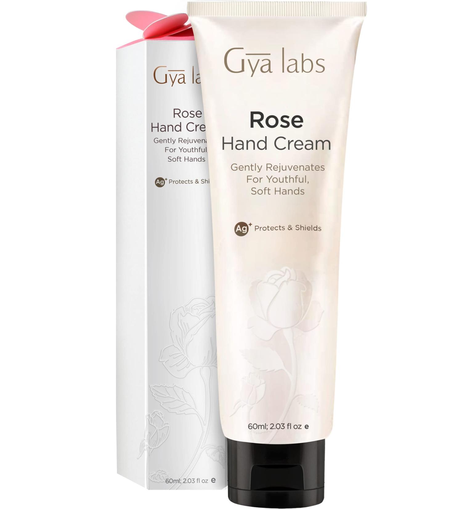 Gya Labs Rose Hand Cream (60ml) Moisturizing For Dry Hands & Cracked Skin - Enriched with Shea Butter & Pure Rose Oil - Travel-sized & Good For Holiday Gifts - Buy Online on GoSupps.com