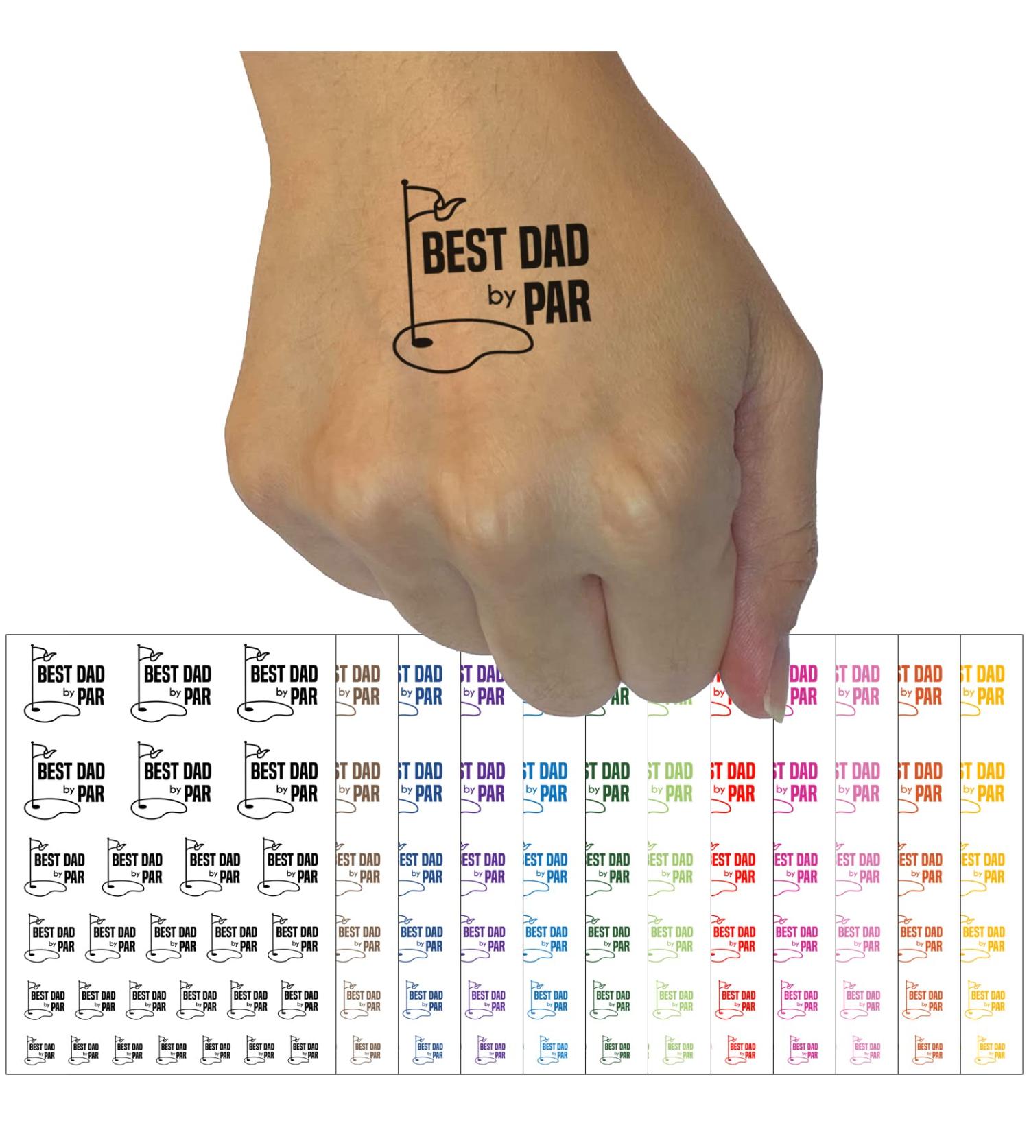 Best Dad Golf Course Temporary Tattoo Set - Dark Green | Water Resistant Fake Body Art for Father's Day - Buy Online on GoSupps.com