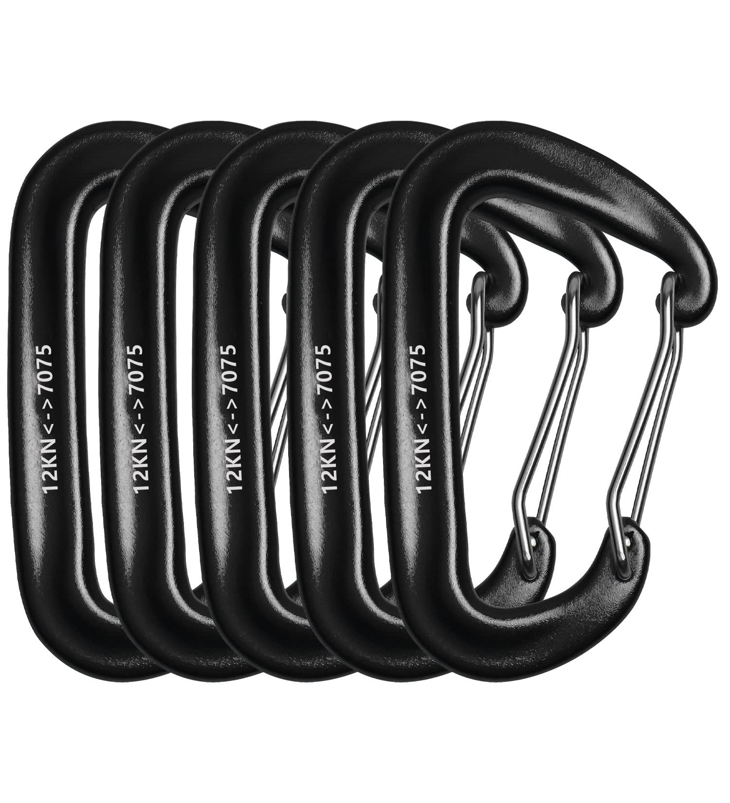 Heavy Load Aluminum Carabiner Set - 5 Colorful 12KN (1200kg) Hooks for Outdoor & Everyday Use - Buy Online on GoSupps.com