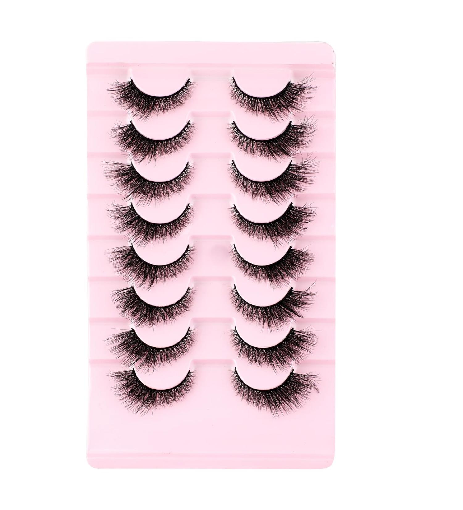 8 Pairs Natural Wispy False Eyelashes - 3D Mink Fluffy Cat Eye & Fox Eye Lashes for Beginners & Cosplay - Buy Online on GoSupps.com