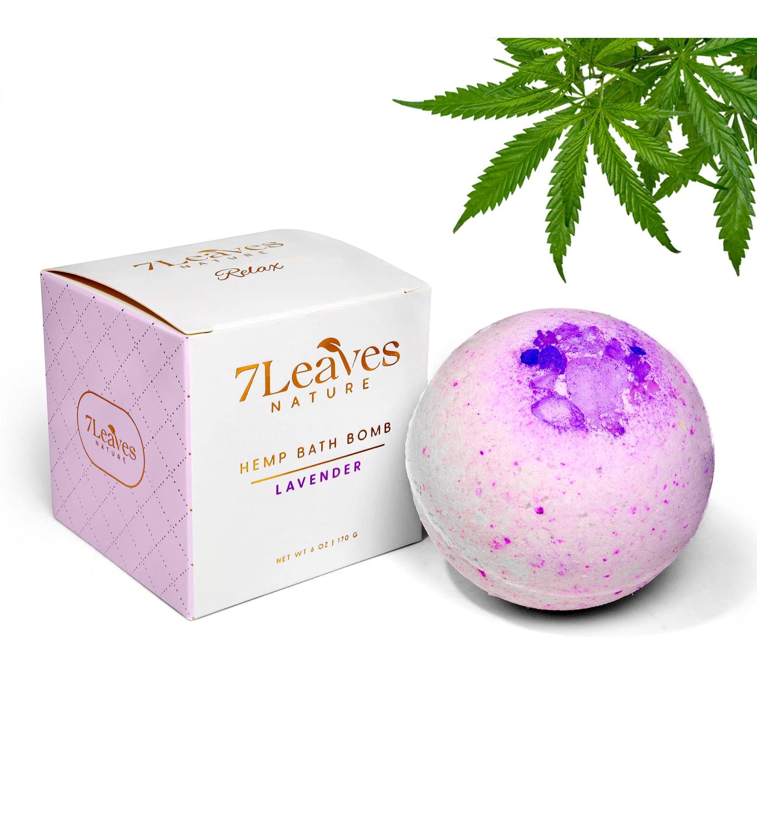 7Leaves Nature Hemp Lavender Bath Bomb - All-Natural Large 6oz. Fizzies for Skin Moisturizing & Relaxing Bubble Spa Bath - Handmade Gift for Birthday, Mothers Day, Valentines, Anniversary & Christmas - Buy Online on GoSupps.com