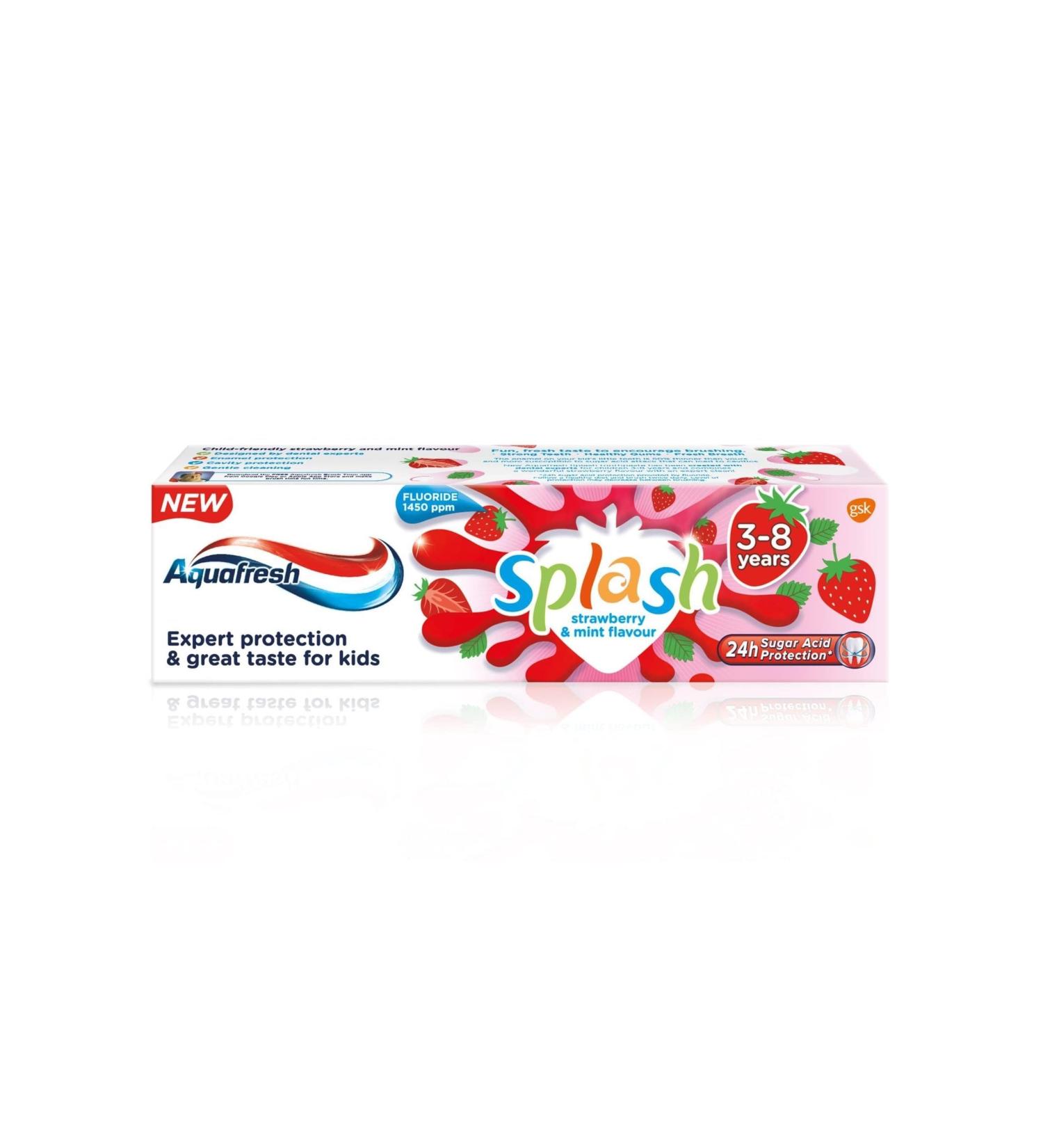 Aquafresh Splash Toothpaste for Kids Aged 3-8 | Fluoride-Free Fun Flavors | International Shipping Available - Buy Online on GoSupps.com