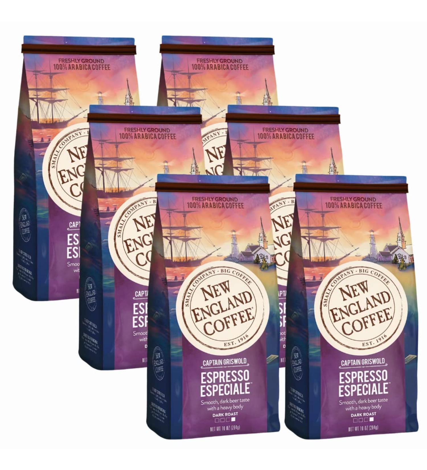 New England Coffee Espresso Especiale Caf moulu lisse et cors torr fi fonc Sac de 300 ml (lot de 6) Espresso sp cial 10 g (Lot de 6) - Buy Online on GoSupps.com