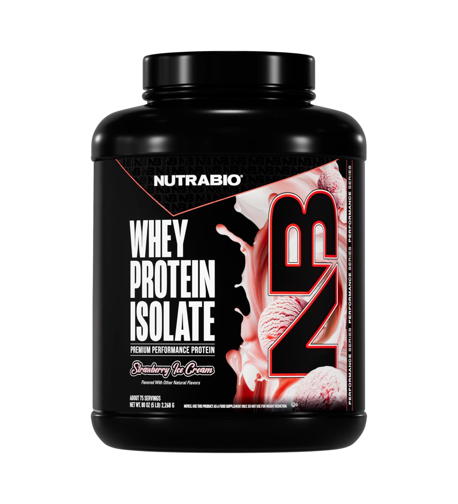 NutraBio 100% Whey Protein Isolate Protein Powder 25g Protein with Complete Amino Acid Profile Soy and Gluten Free Low Carb and Low Calorie Whey Protein Powder Strawberry Ice Cream 5 Lbs. Strawberry 5 Pound (Pack of 1) - Buy Online on GoSupps.com