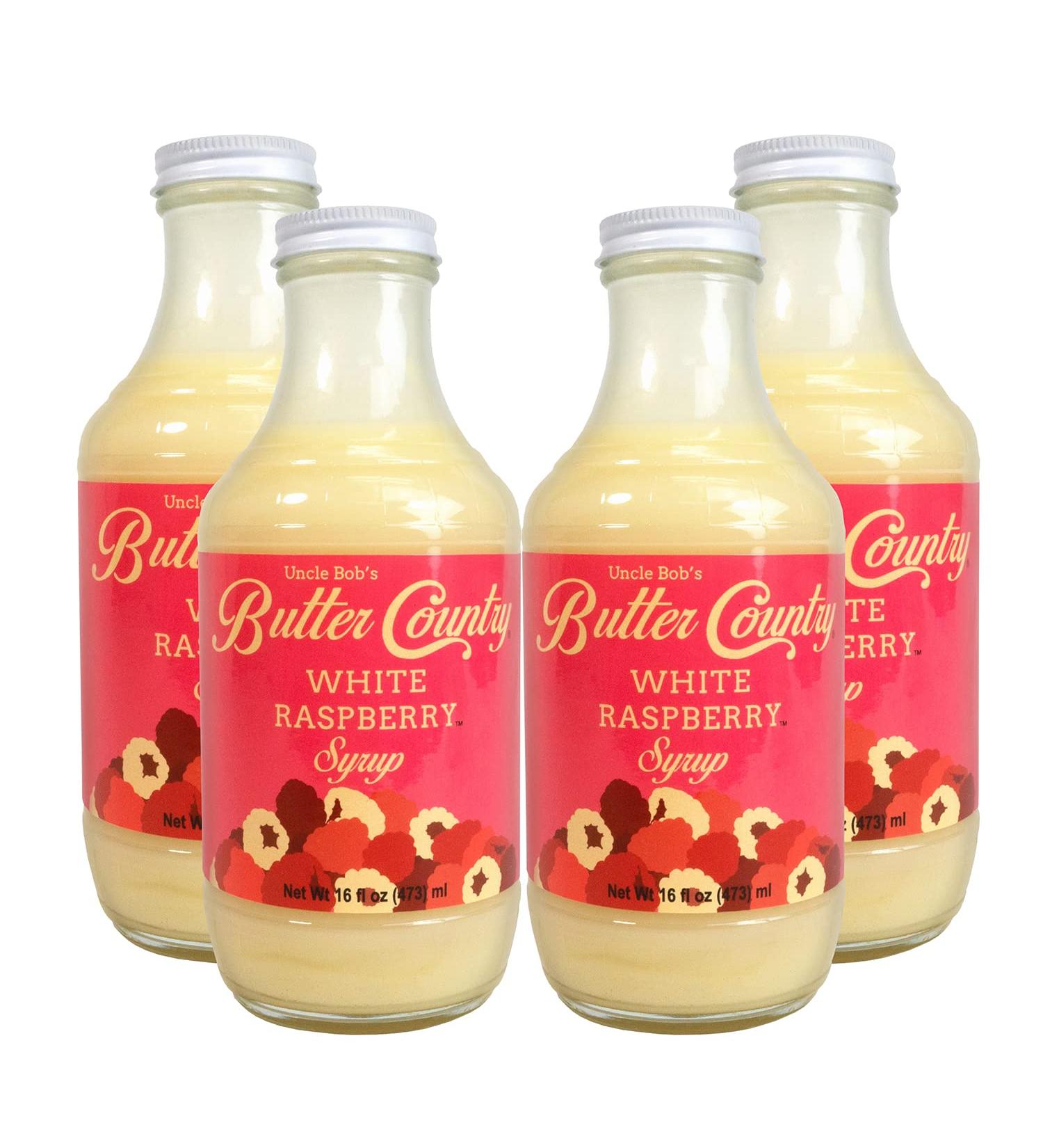 Uncle Bob's Butter Country White Raspberry Buttermilk Syrup 16 fl oz - 4 Pack - Buy Online on GoSupps.com
