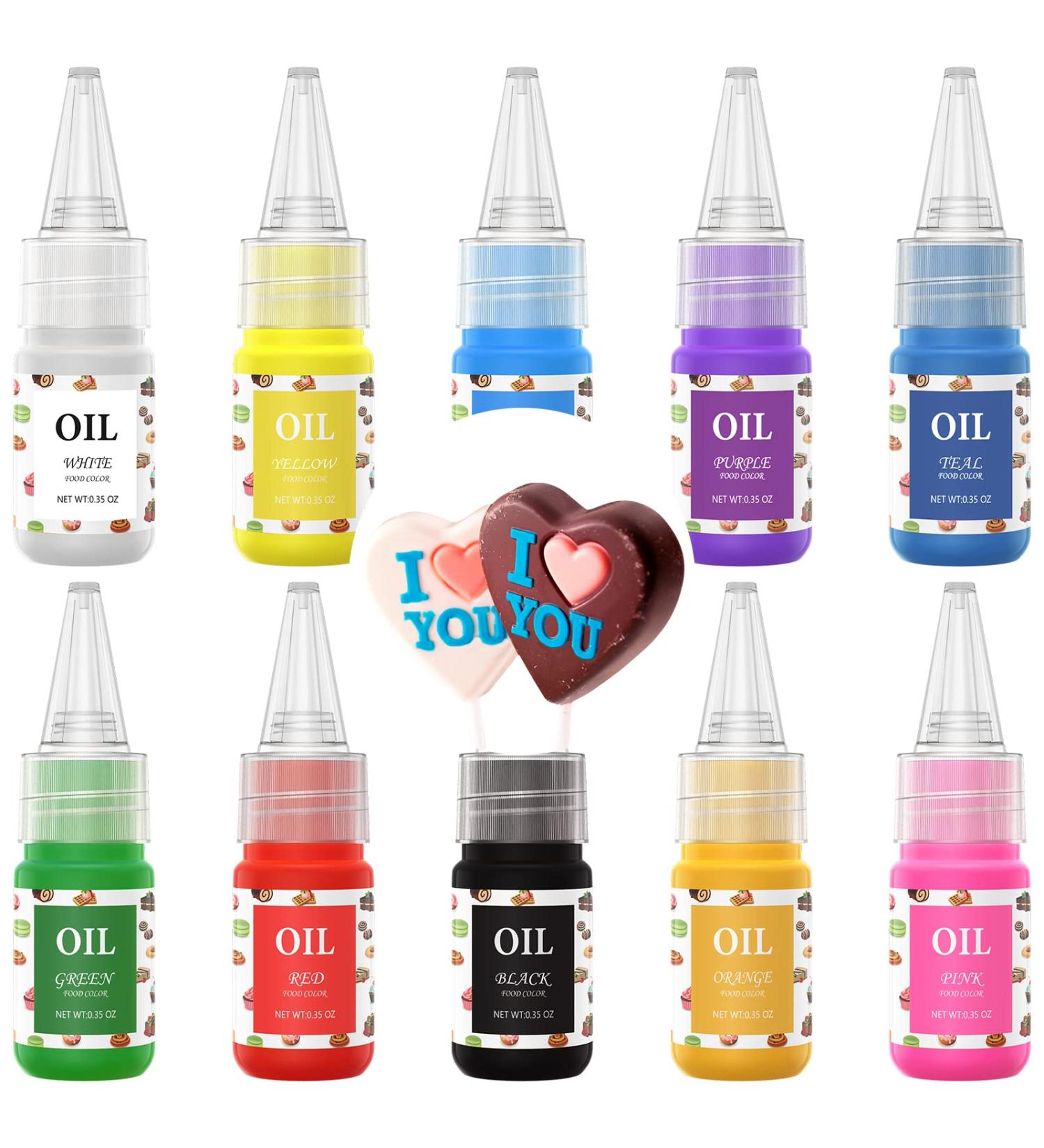 10 Color Oil Based Food Coloring for Chocolate & Candy Melts - Cake Decorating, Baking & Fondant - .35 Fl. Oz Bottles - Buy Online on GoSupps.com