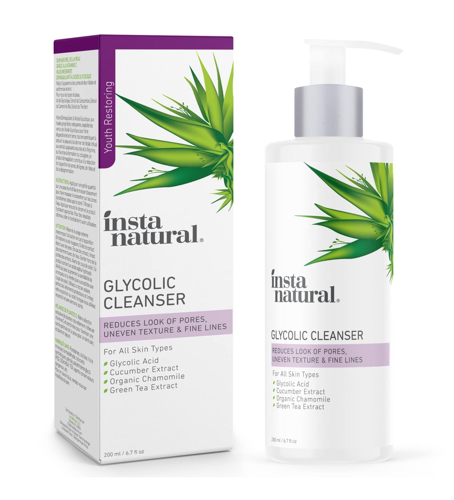 InstaNatural Glycolic Cleanser 6.7 fl oz - Exfoliating Face Wash for Radiant Skin - Buy Online on GoSupps.com