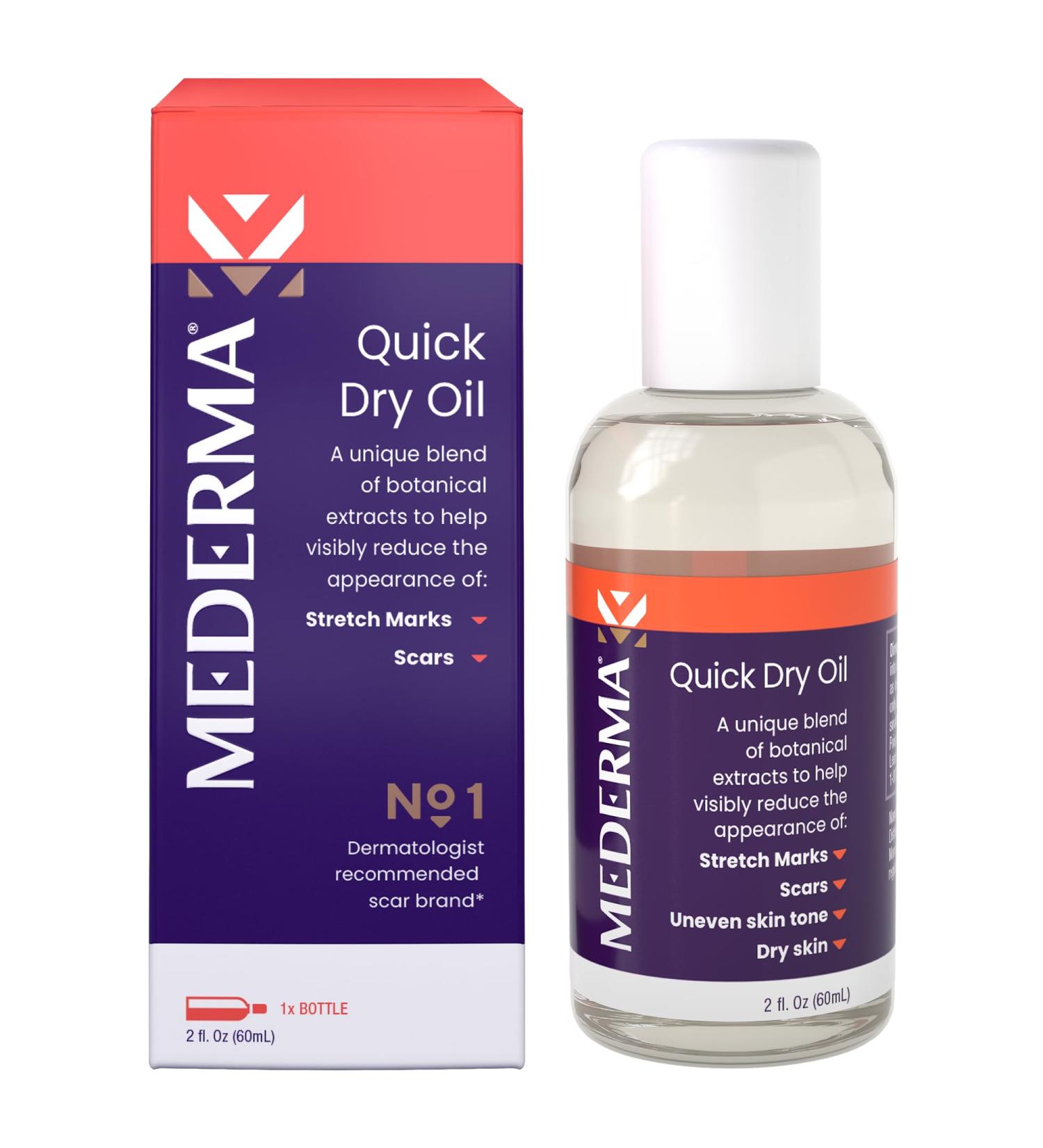Mederma Quick Dry Oil - Scar and Stretch Mark Treatment Improves Appearance with Natural Botanical Extracts Paraben-Free Fast-Absorbing Hydrates Dry Skin Reduces Uneven Skin Tone 2.02 Oz (60ml) - Buy Online on GoSupps.com