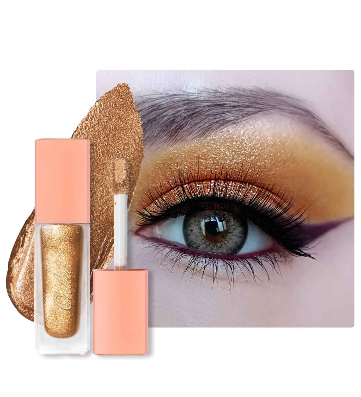 Oulac Golden Liquid Eyeshadow Glitter Eyeliner | Shimmer Eye Makeup, Bronze Goddess | Vegan & Cruelty-Free - Buy Online on GoSupps.com
