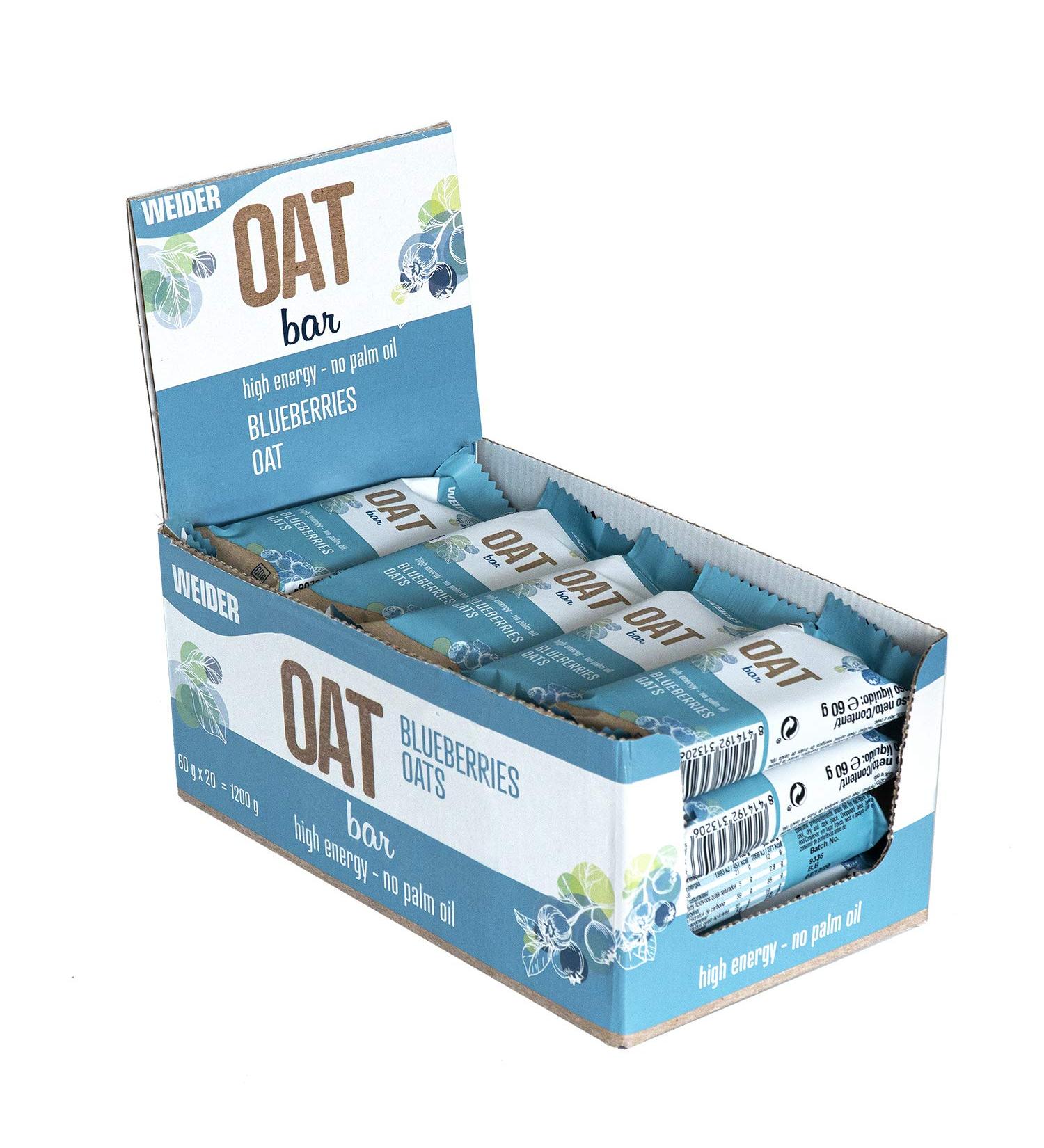 Weider OAT BAR (20x 60g). Blueberries & Oats. No Palm Oil. High Source of Energy BLUEBERRY - Buy Online on GoSupps.com