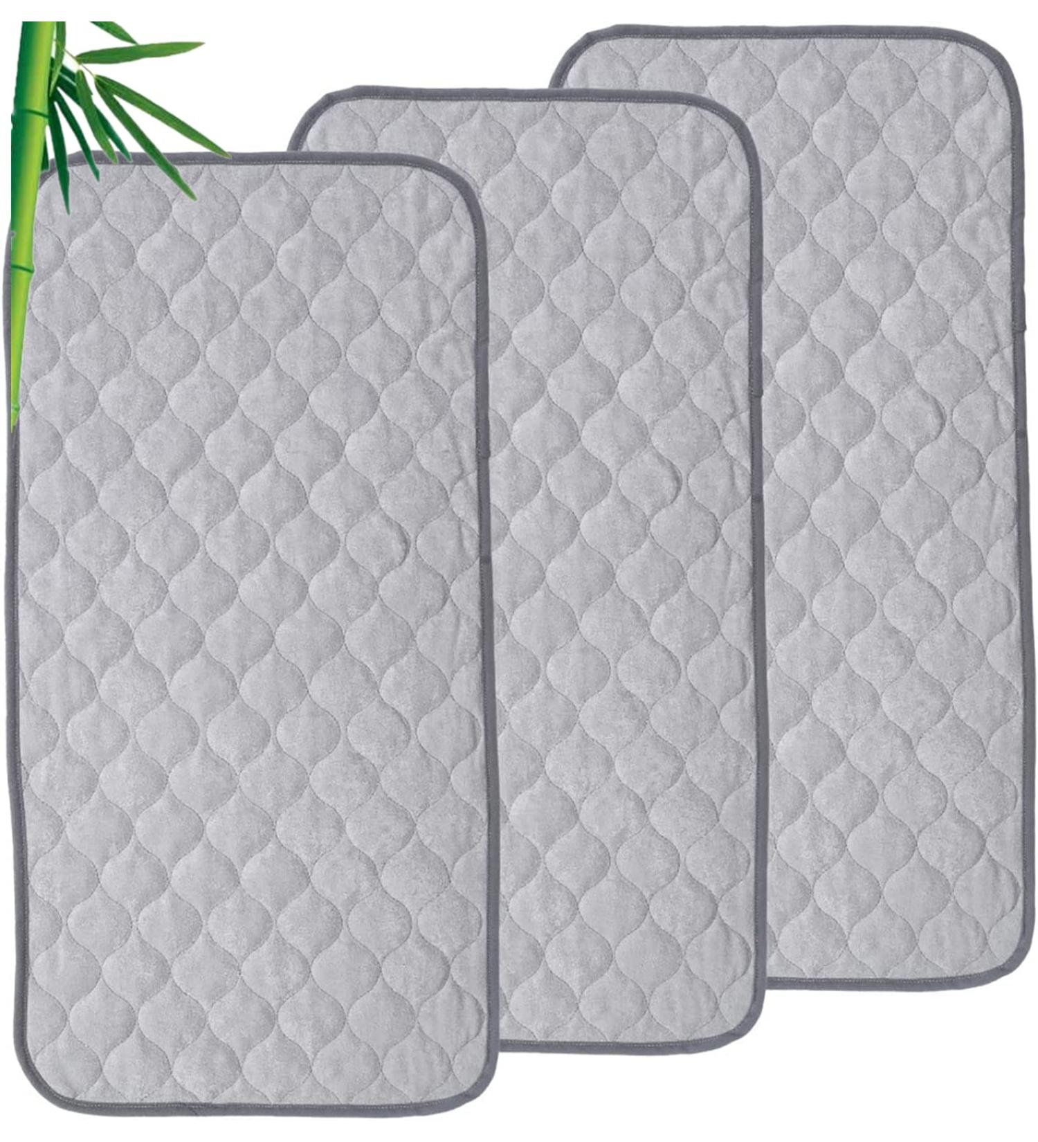 Nicoone Waterproof Changing Mat Liners Quilted 3PCS Bamboo Terry Surface Diaper Changing Pad Liner Washable Reusable Diaper Changing Liners for Home Outdoor Travel Grey - Rectangle - Buy Online on GoSupps.com