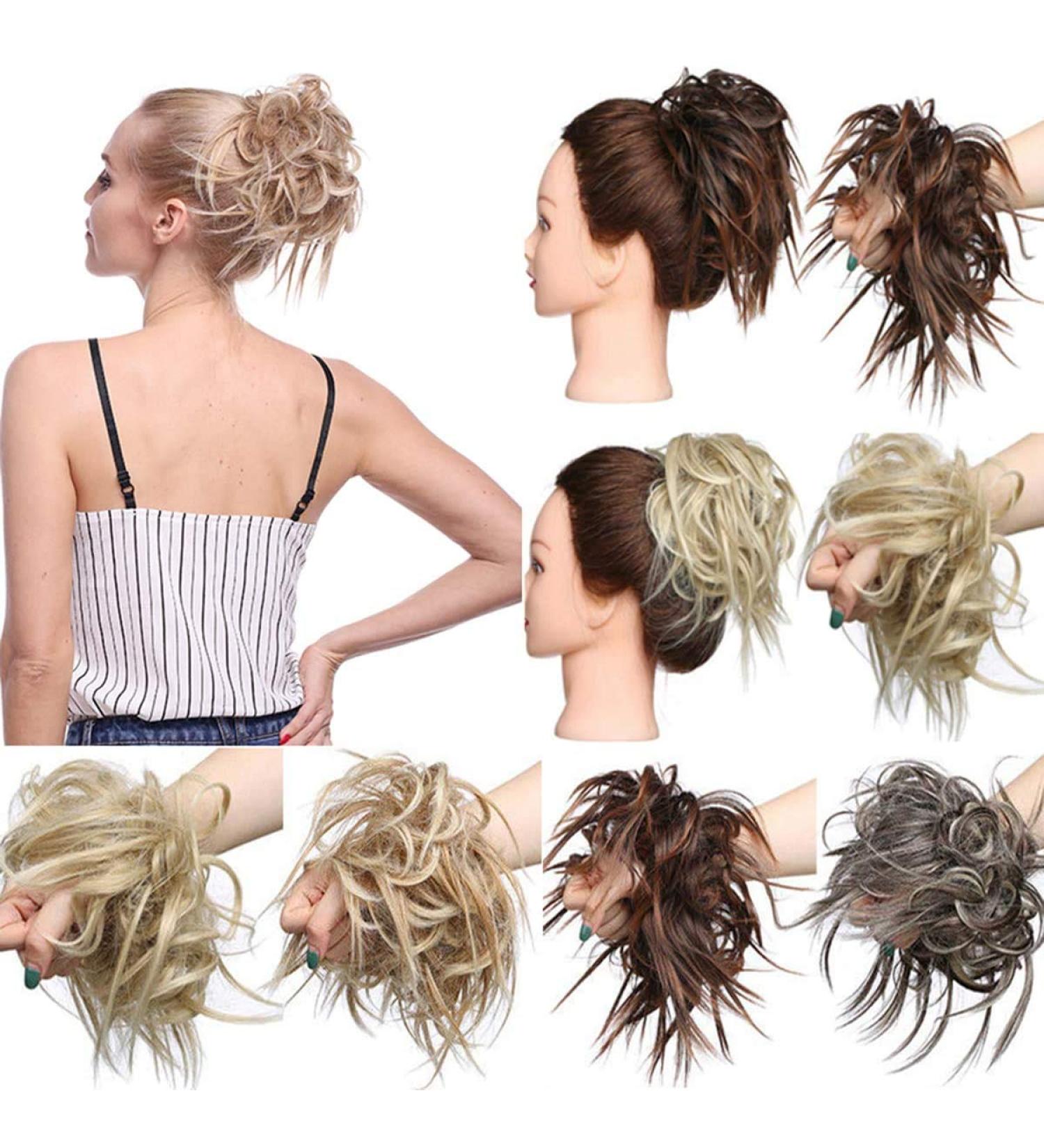 Medium Brown Extensions Updo Hair Scrunchie | Ponytail Hairpiece & Hair Tie for Effortless Styles - Buy Online on GoSupps.com