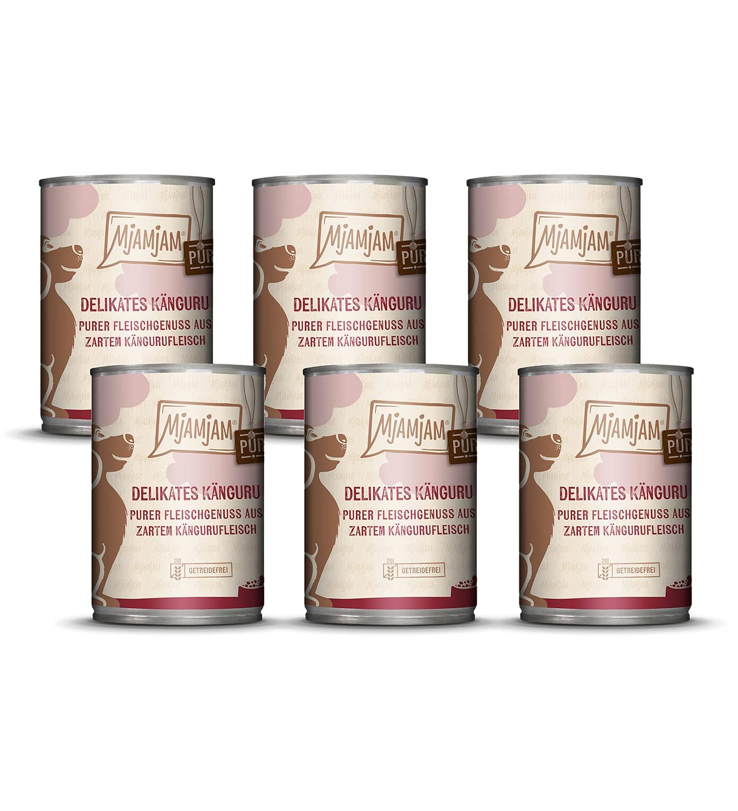 MjAMjAM - premium wet food for dogs - pure meat pleasure - delicious pure kangaroo 6 pack (6 x 400 g) grain free with extra meat - Buy Online on GoSupps.com