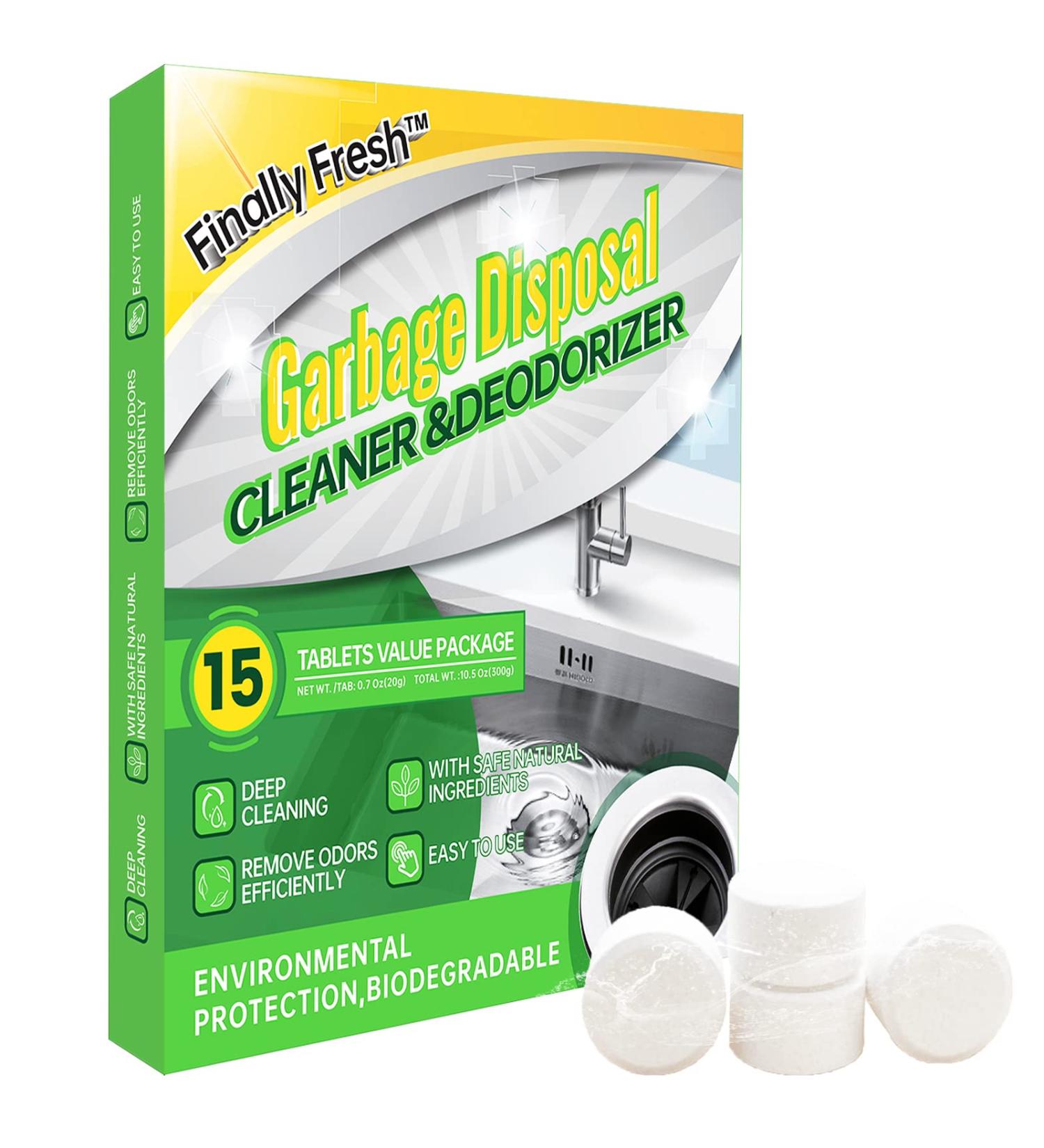 Finally Fresh Garbage Disposal Cleaner & Deodorizer - 15 Foaming Drain Cleaner Tablets for Kitchen Sink - White - Buy Online on GoSupps.com