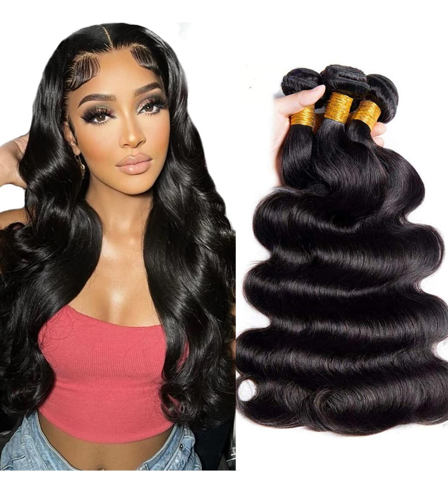 18 18 18 Inch Brazilian Body Wave Human Hair Bundles - 100% Unprocessed 9A Weave Extensions for Black Women - Natural Color - 3 Bundle Pack - Buy Online on GoSupps.com