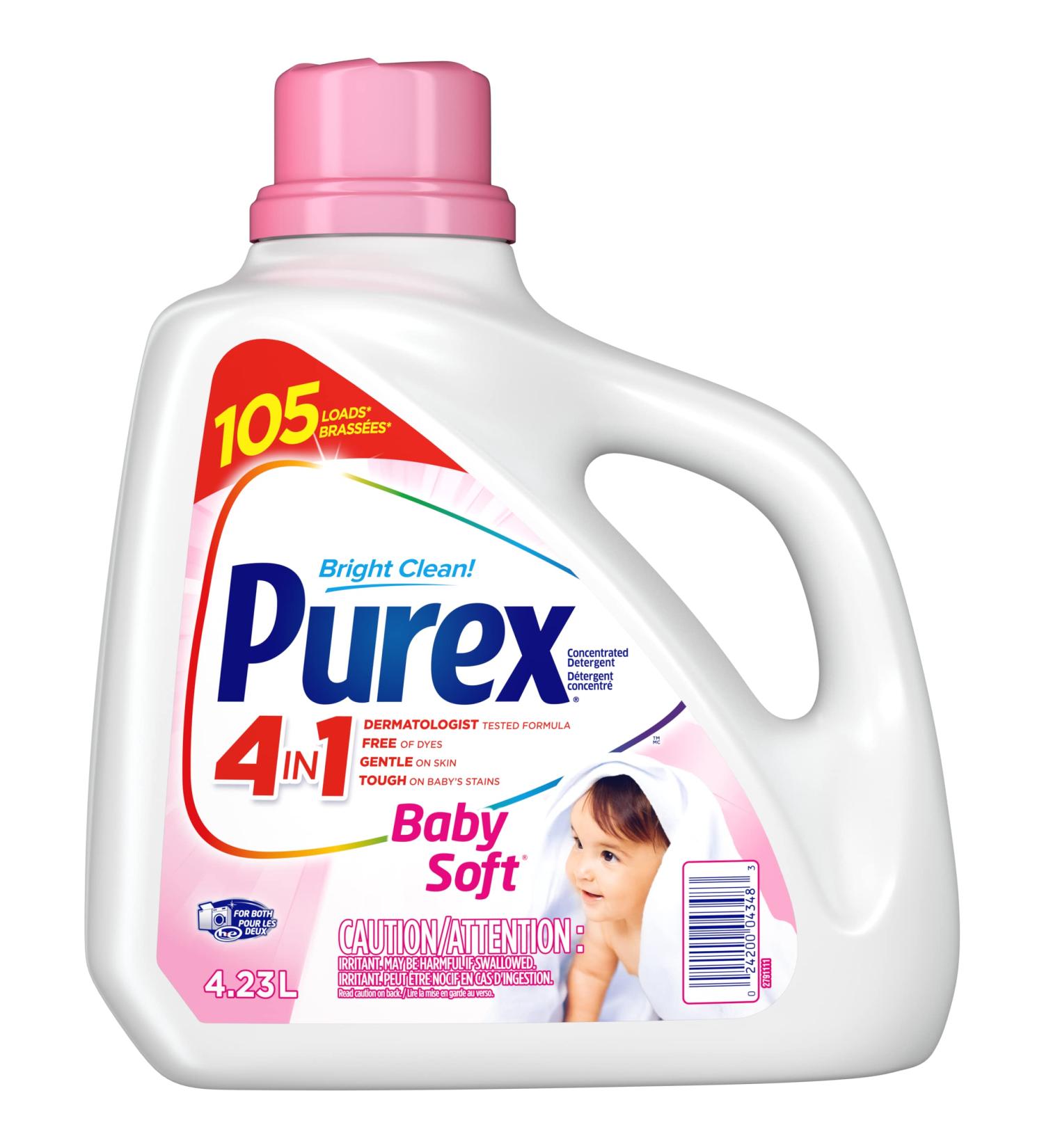 Purex Baby Soft Hypoallergenic Liquid Laundry Detergent 4.23L 105 Loads (1 bottle) Liquid Detergent - Buy Online on GoSupps.com